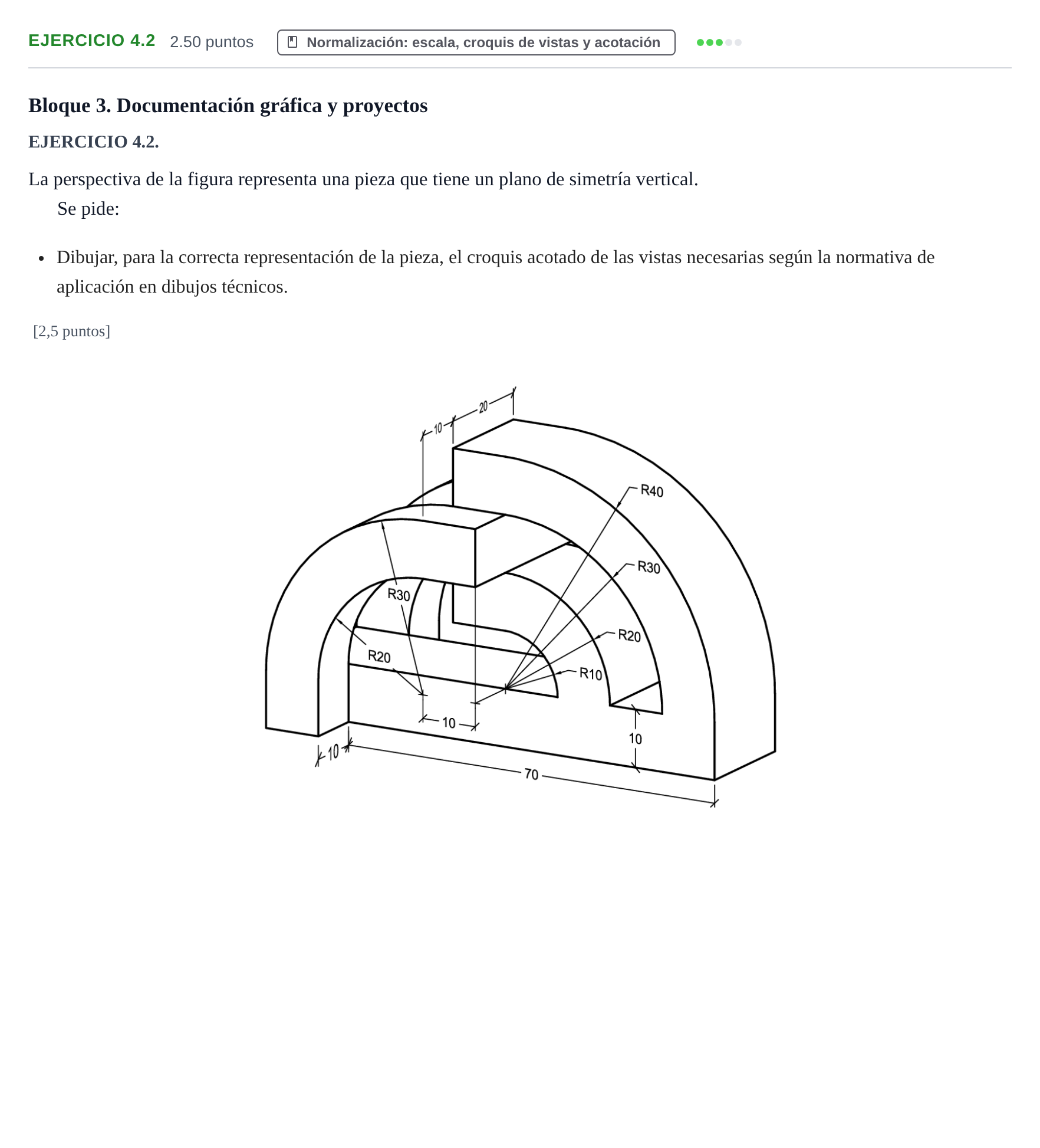 Enunciado: Ejercicio 4.2 · Dibujo técnico II PAU Cantabria Extraordinaria 2022
