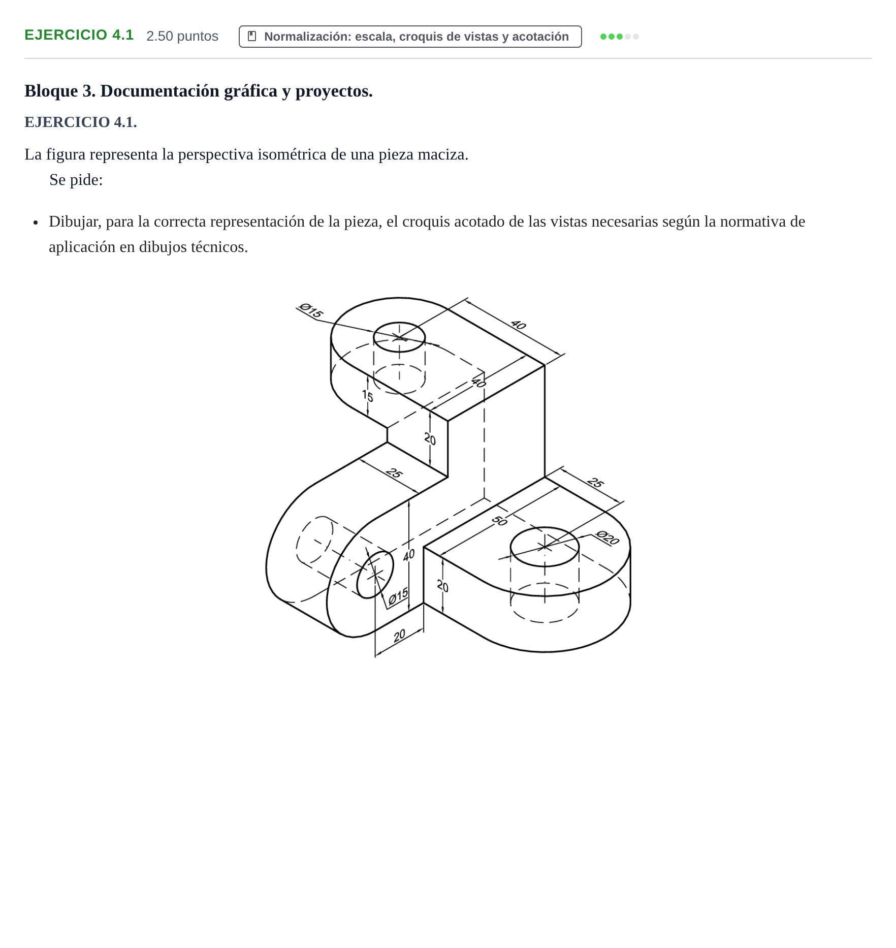 Enunciado: Ejercicio 4.1 · Dibujo técnico II PAU Cantabria Ordinaria 2022