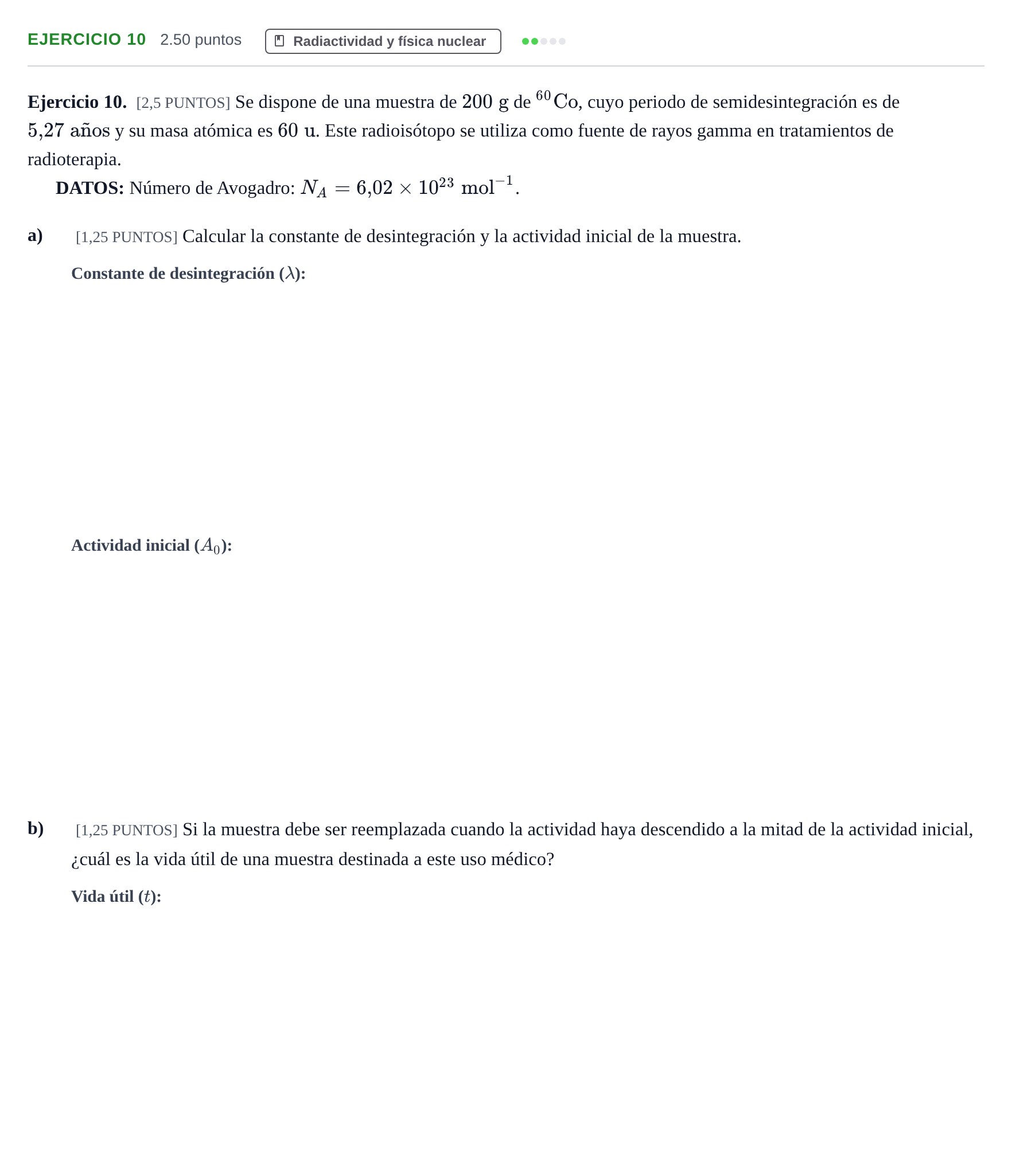 Enunciado: Ejercicio 10 · Física PAU Cantabria Extraordinaria 2022