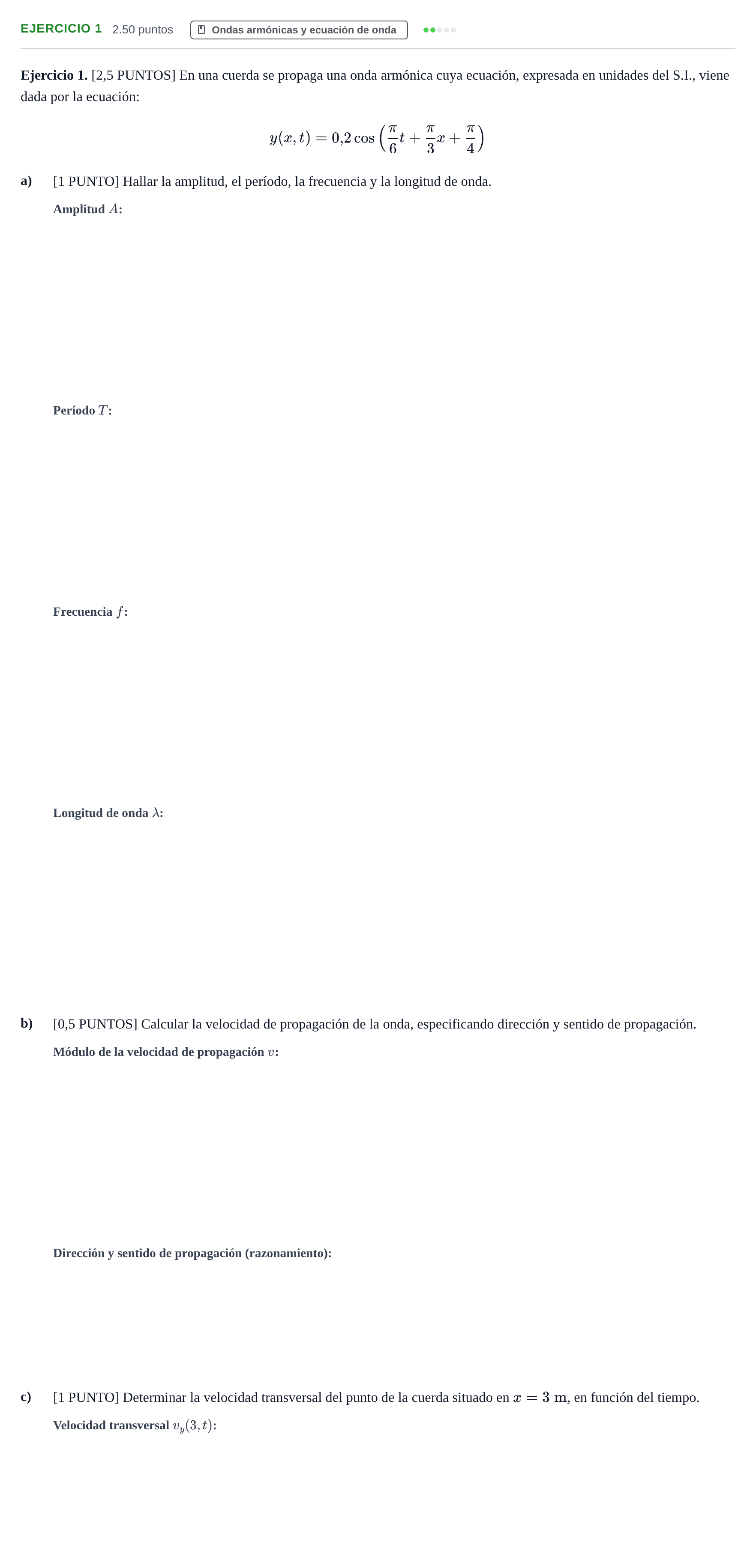 Enunciado: Ejercicio 1 · Física PAU Cantabria Extraordinaria 2022