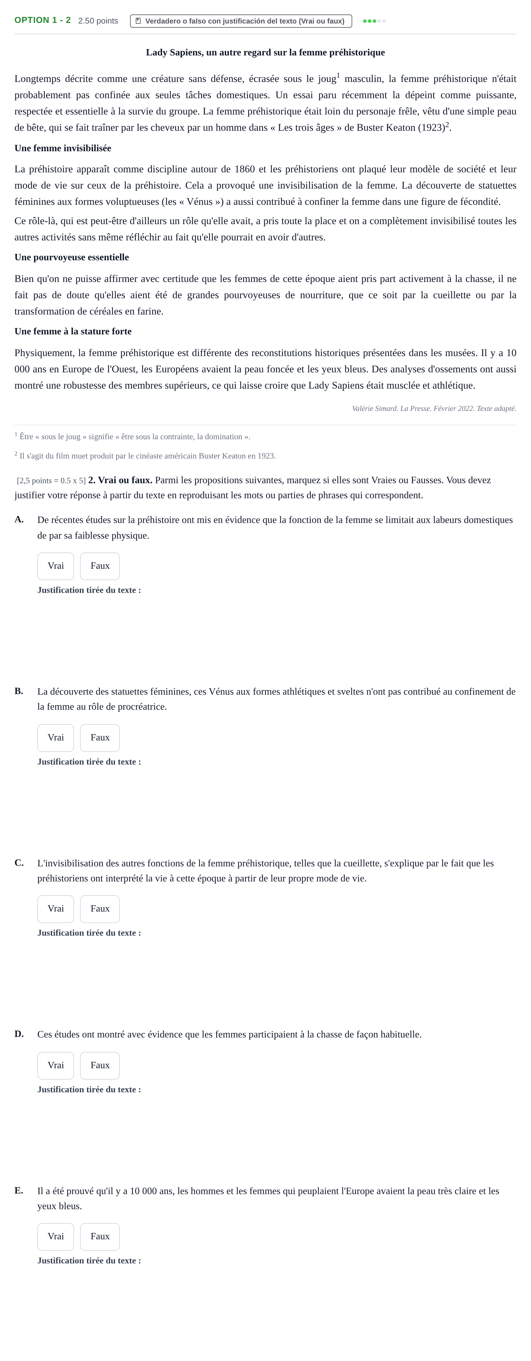 Enunciado: Ejercicio Option 1 - 2 · Francés PAU Cantabria Extraordinaria 2022