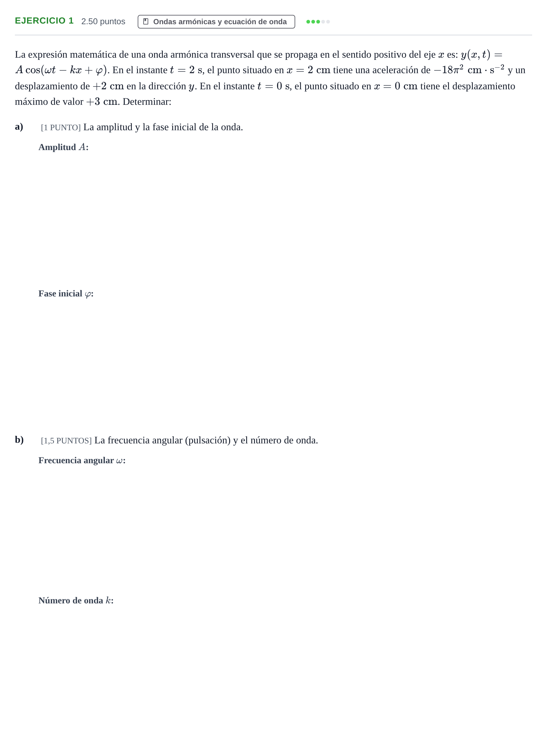 Enunciado: Ejercicio 1 · Física PAU Cantabria Ordinaria 2022