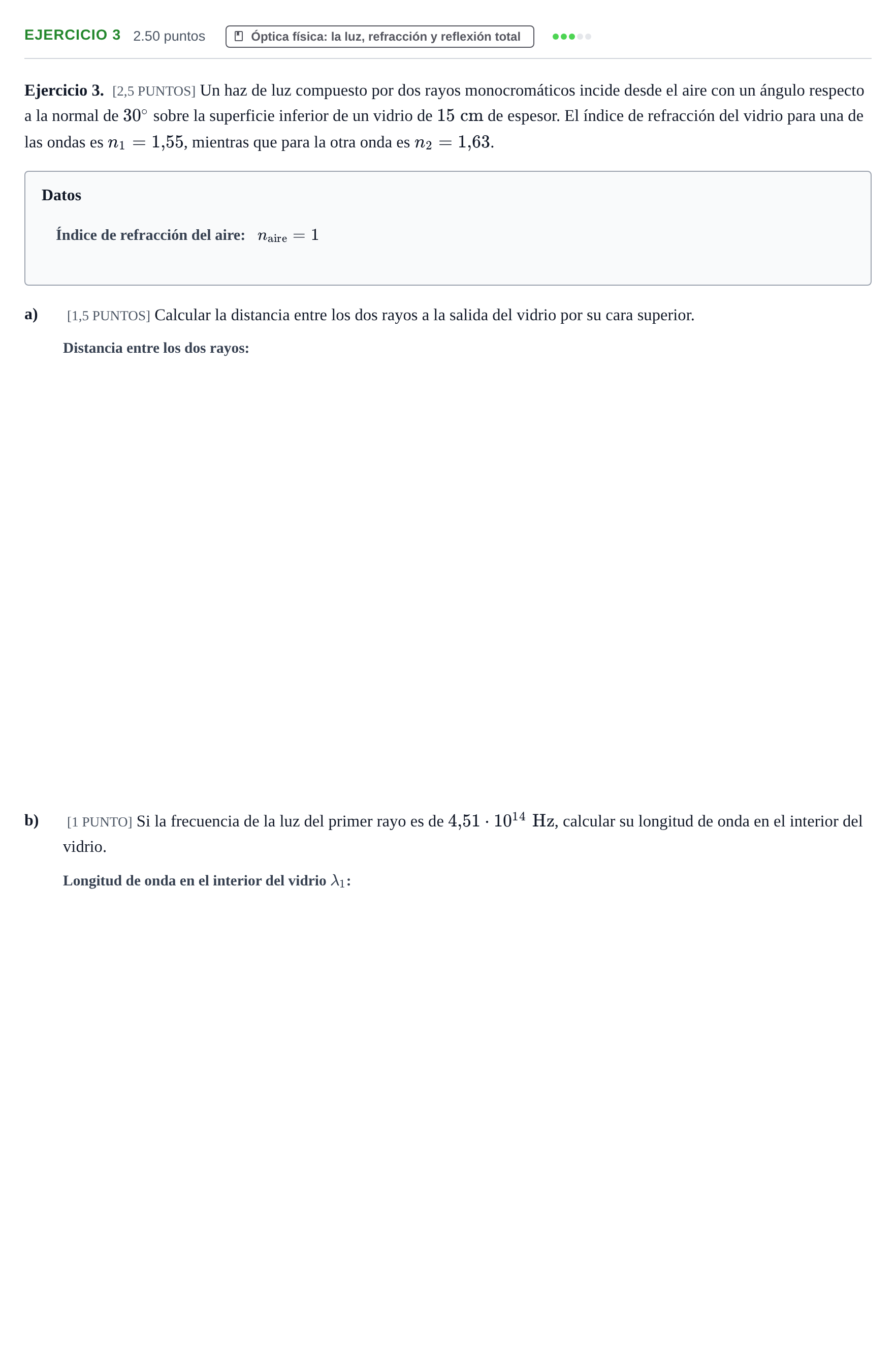 Enunciado: Ejercicio 3 · Física PAU Cantabria Ordinaria 2022