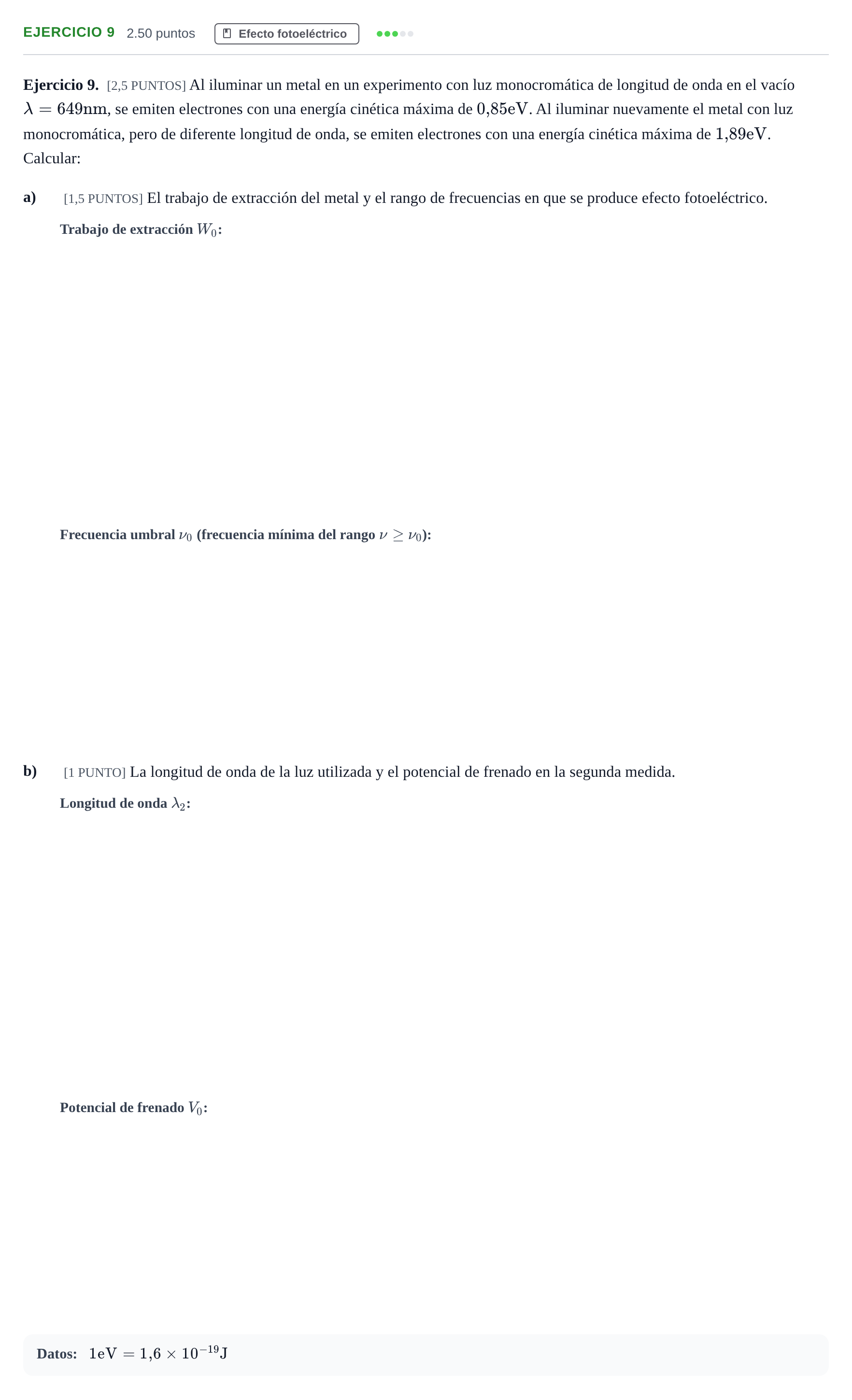 Enunciado: Ejercicio 9 · Física PAU Cantabria Ordinaria 2022