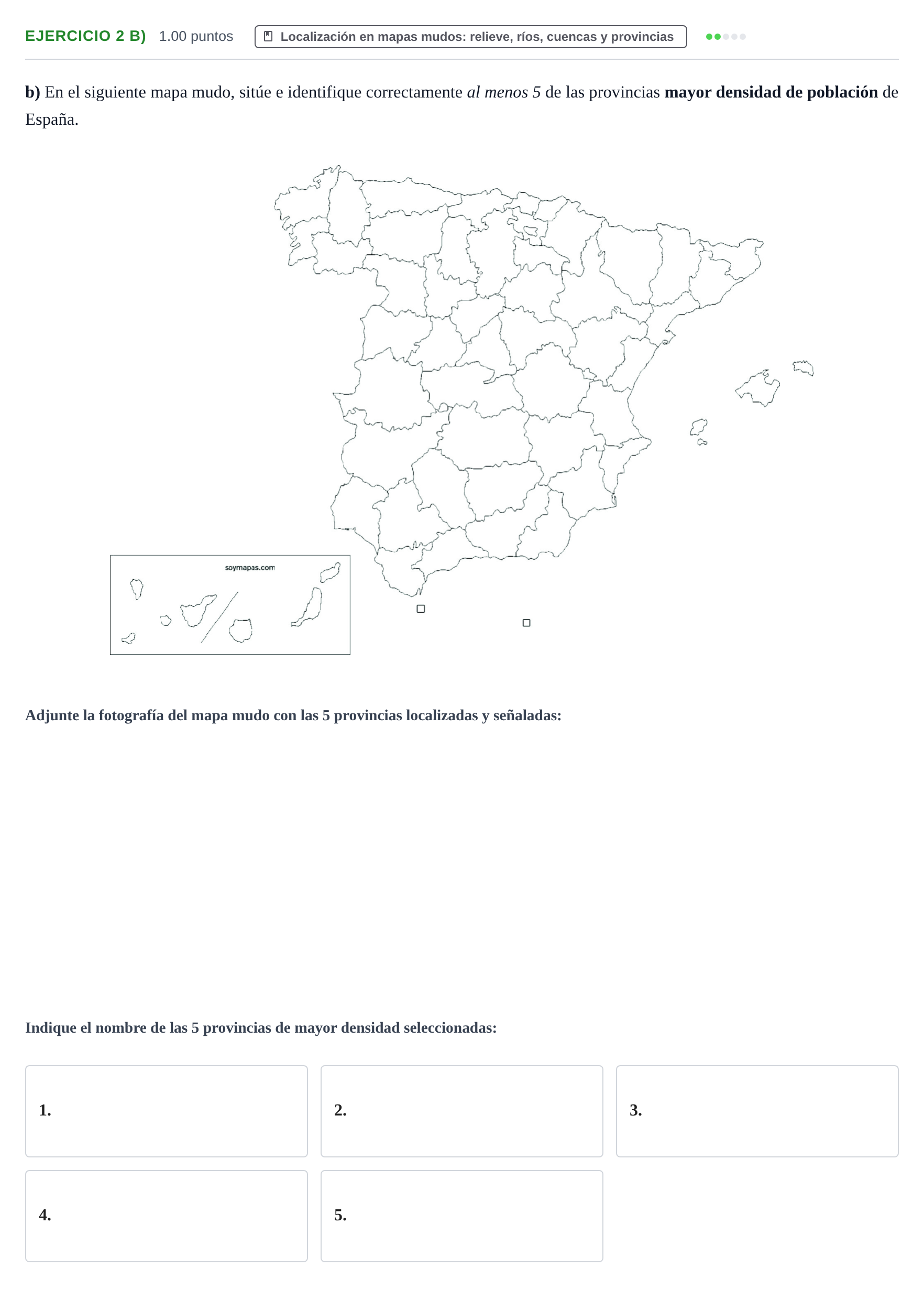 Enunciado: Ejercicio 2 b) · Geografía PAU Cantabria Extraordinaria 2022
