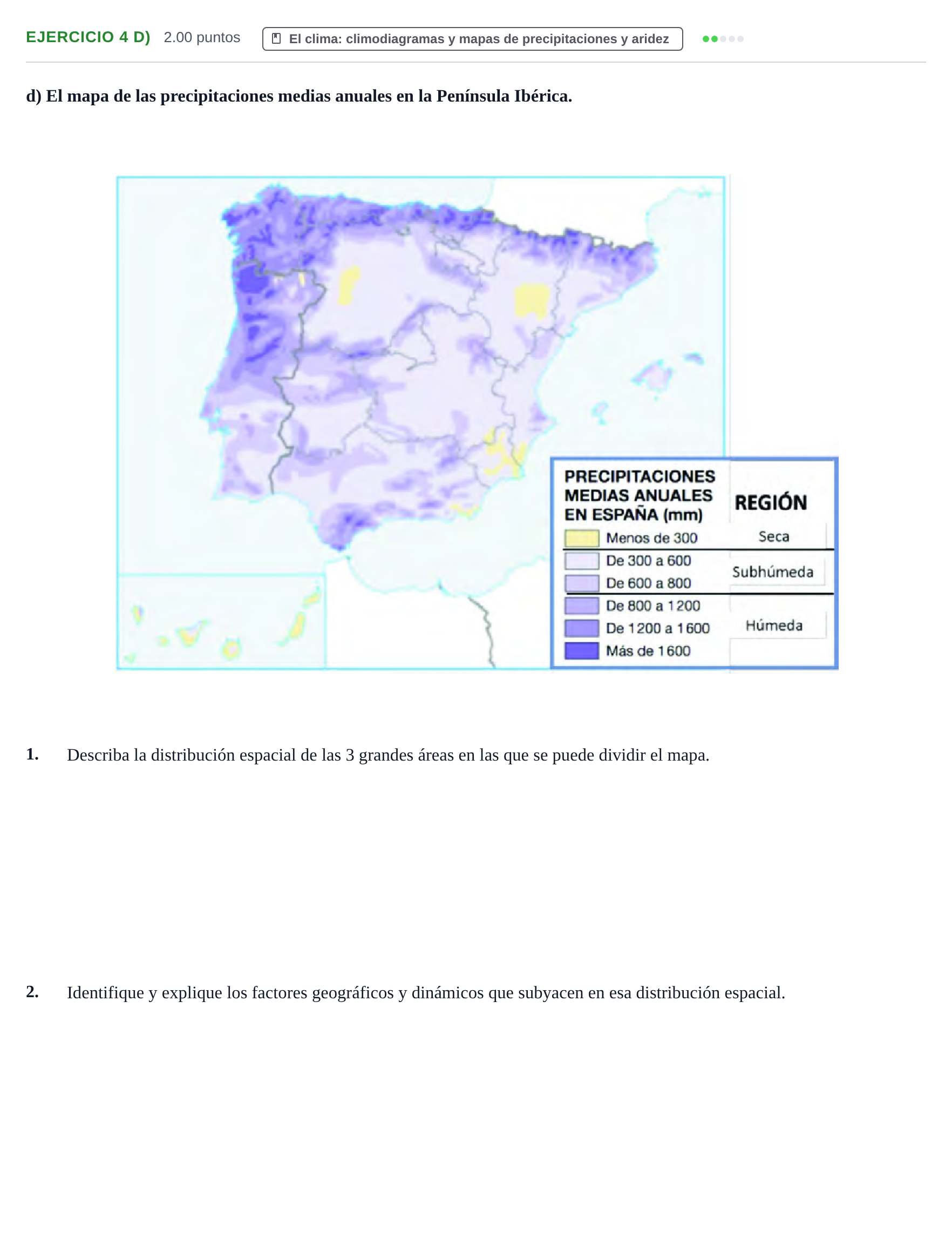 Enunciado: Ejercicio 4 d) · Geografía PAU Cantabria Extraordinaria 2022