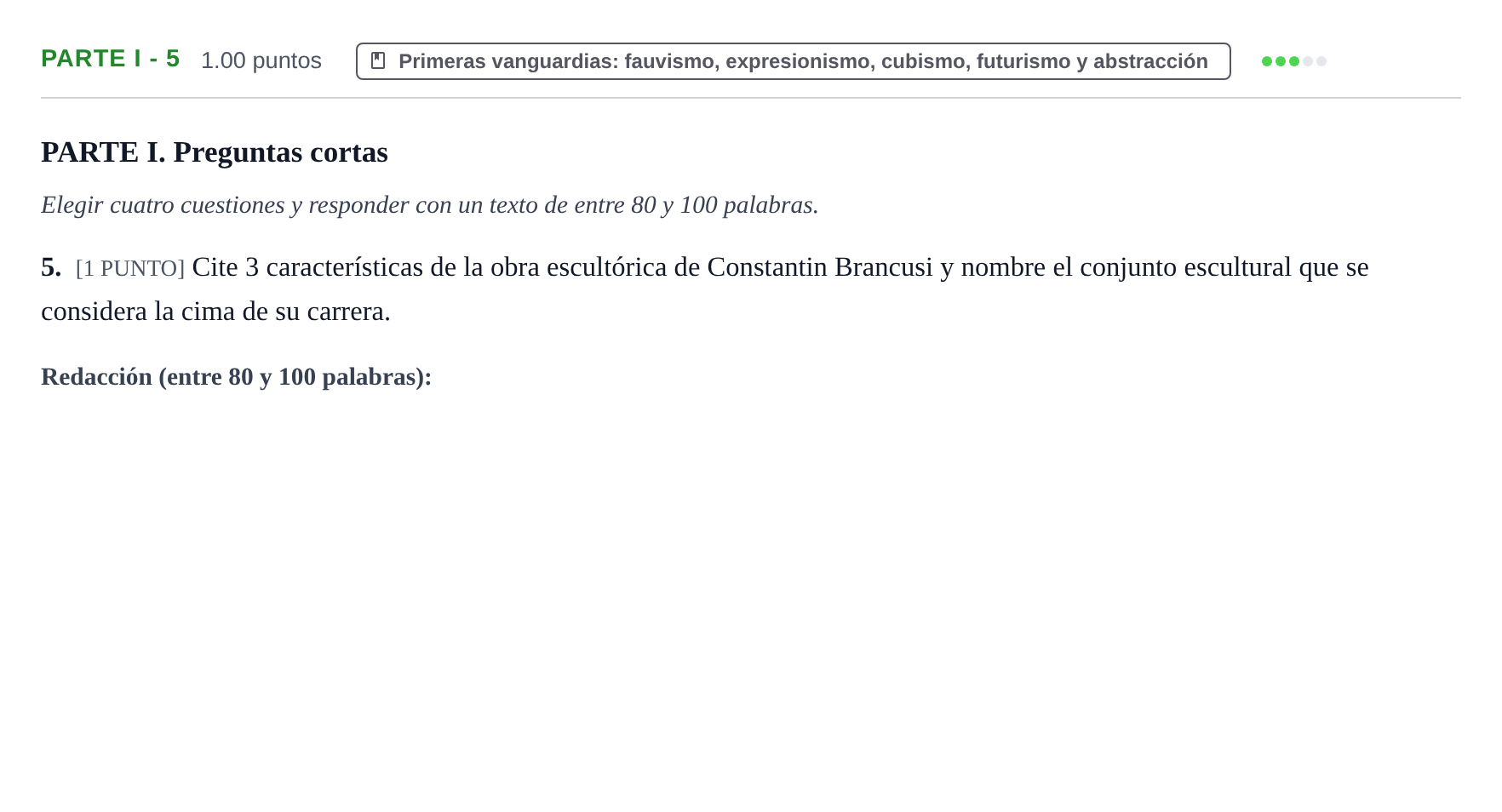 Enunciado: Ejercicio Parte I - 5 · Fundamentos Artísticos PAU Cantabria Ordinaria 2022