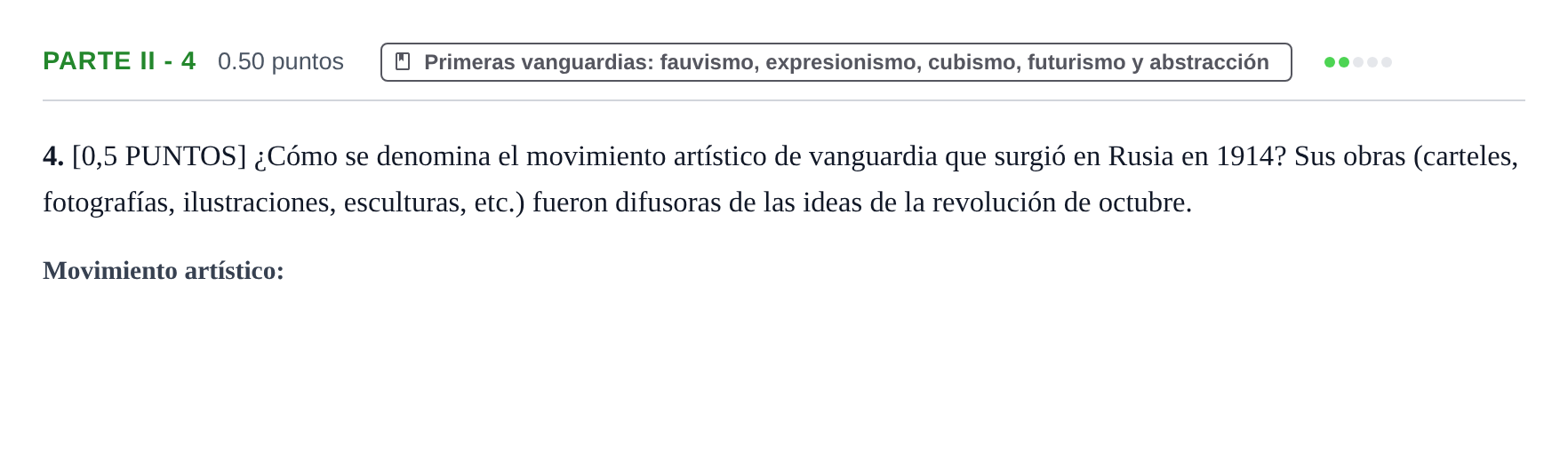 Enunciado: Ejercicio Parte II - 4 · Fundamentos Artísticos PAU Cantabria Ordinaria 2022