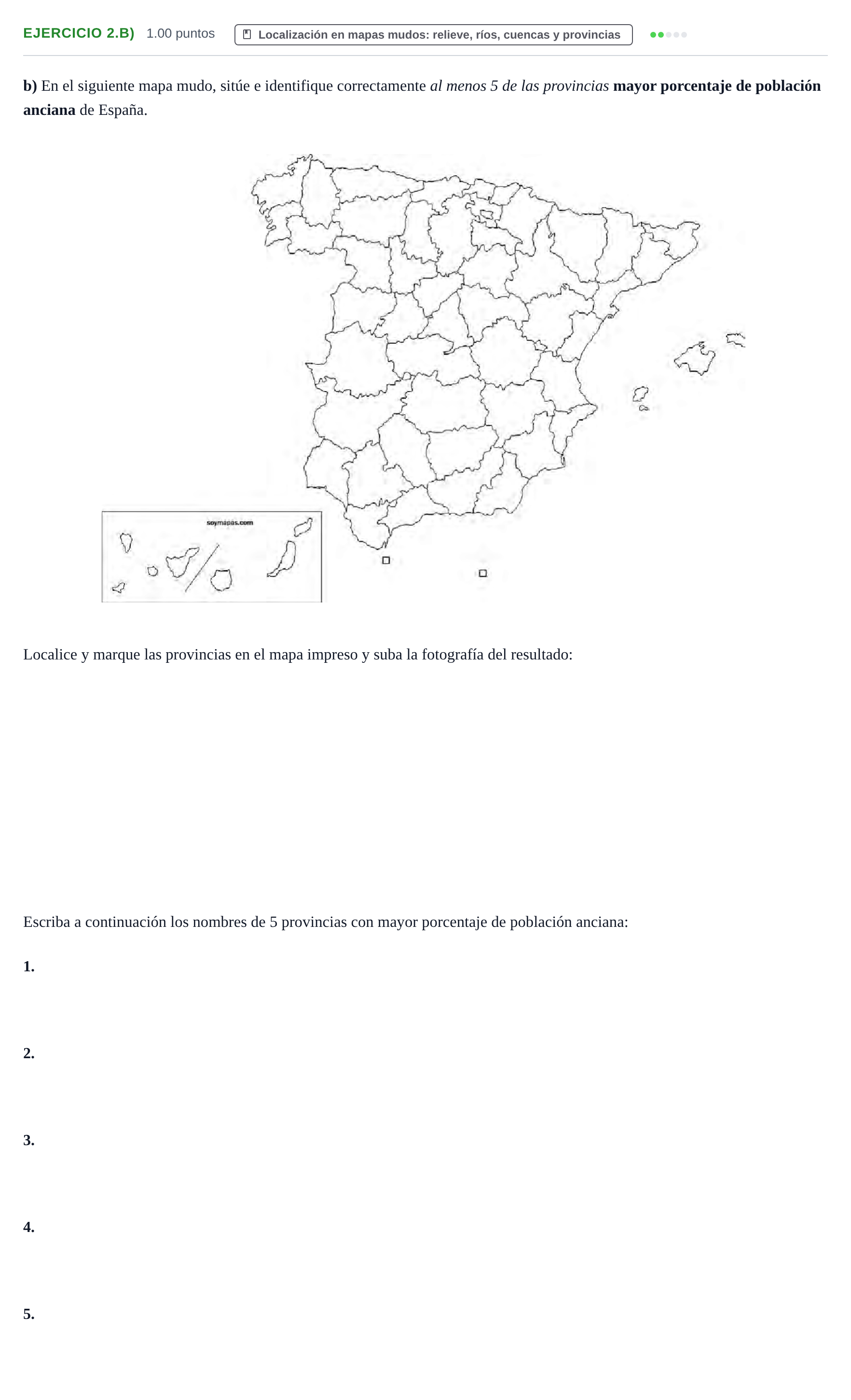 Enunciado: Ejercicio 2.b) · Geografía PAU Cantabria Ordinaria 2022