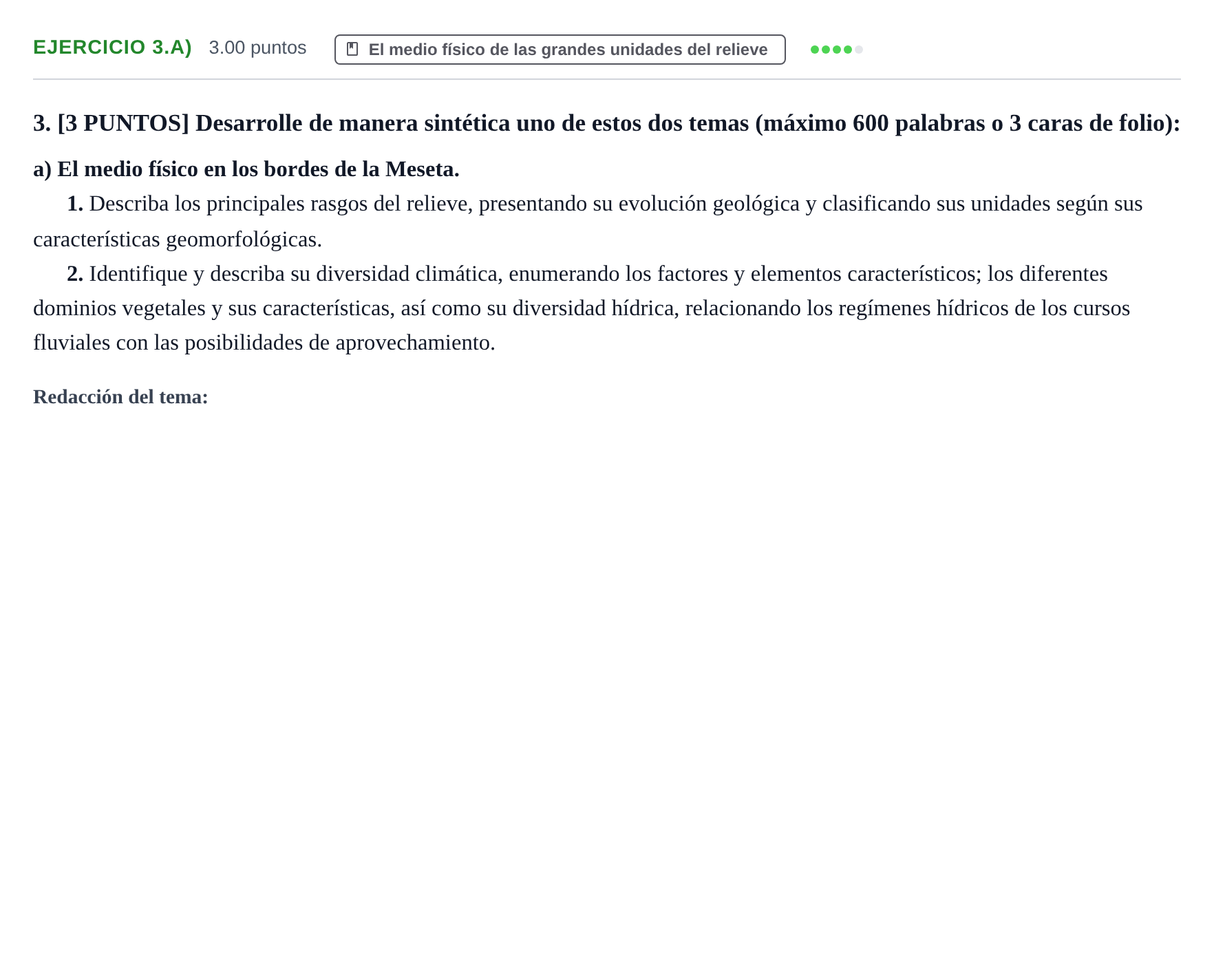 Enunciado: Ejercicio 3.a) · Geografía PAU Cantabria Ordinaria 2022