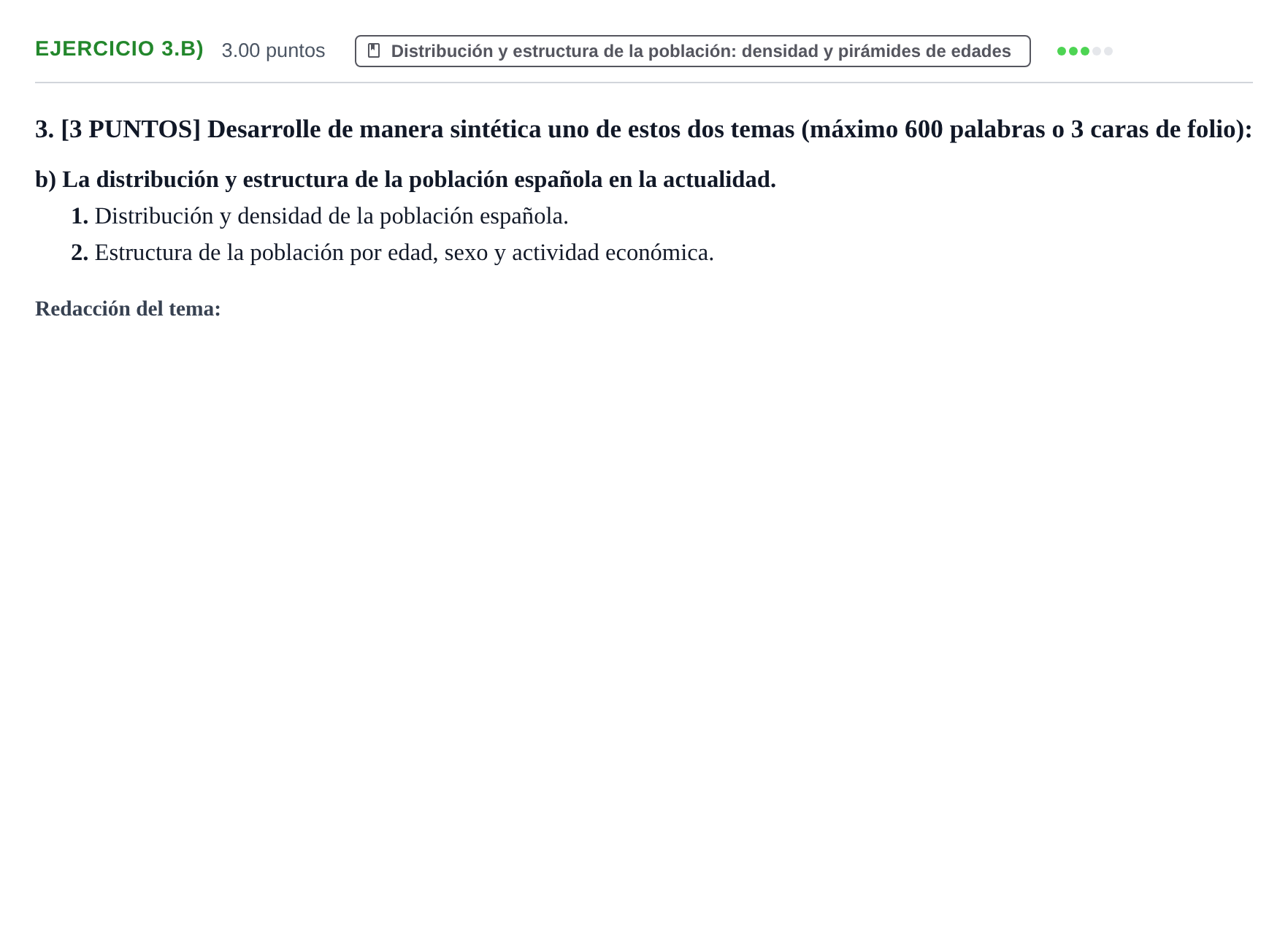 Enunciado: Ejercicio 3.b) · Geografía PAU Cantabria Ordinaria 2022