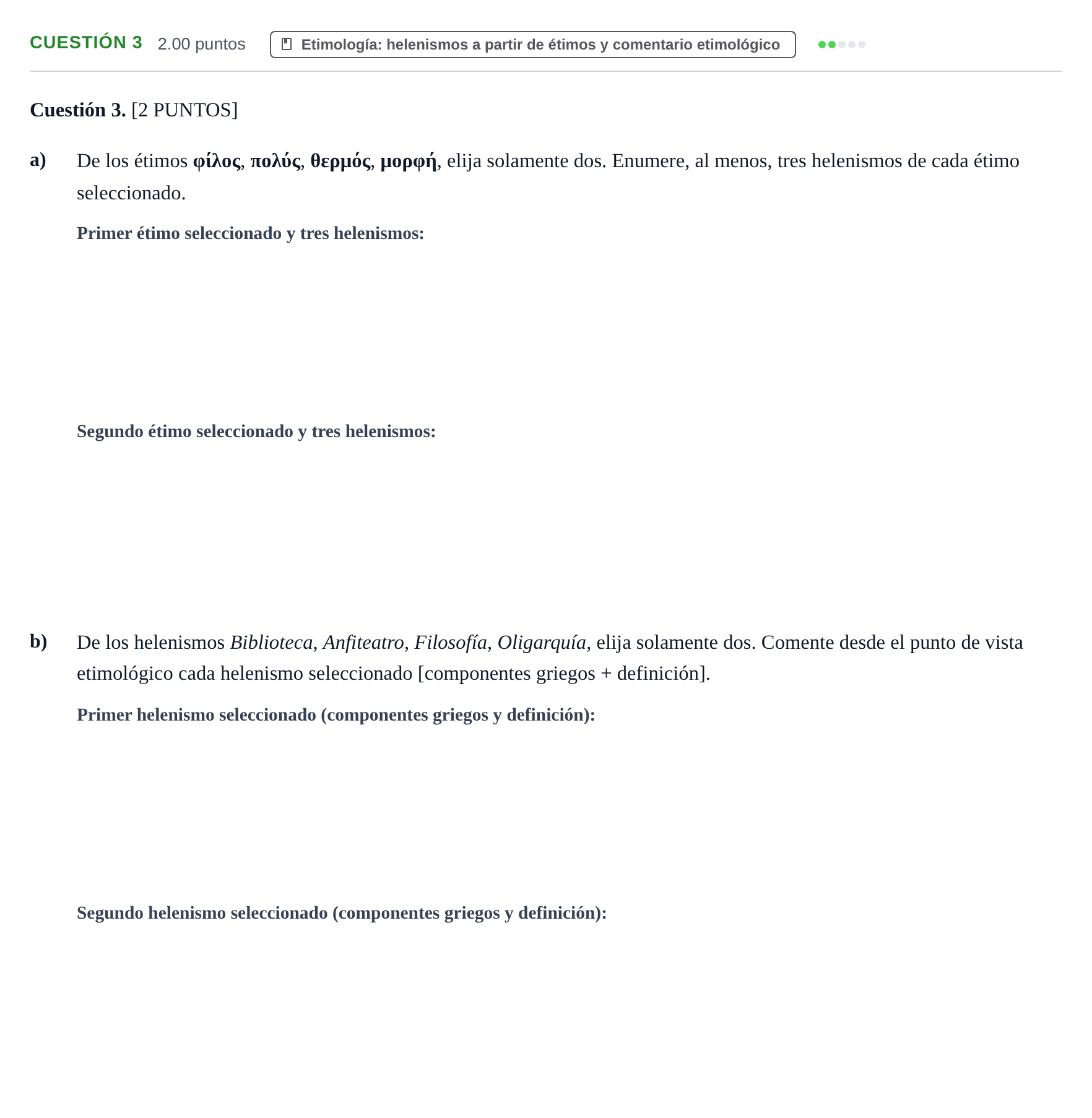 Enunciado: Cuestión 3 · Griego II PAU Cantabria Extraordinaria 2022