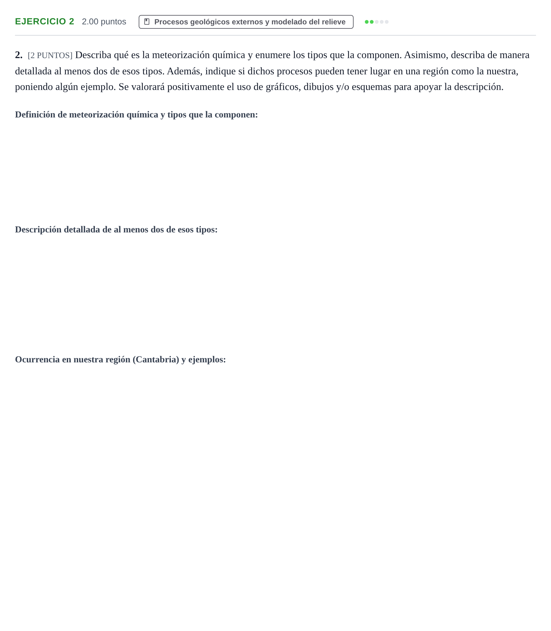 Enunciado: Problema 2 · Geología y Ciencias Ambientales PAU Cantabria Ordinaria 2022