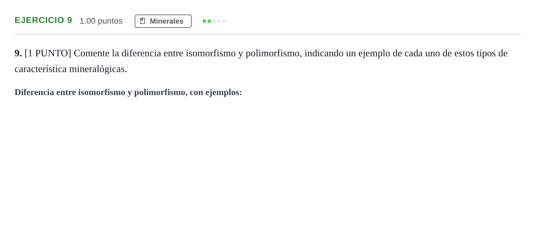 Enunciado: Problema 9 · Geología y Ciencias Ambientales PAU Cantabria Ordinaria 2022