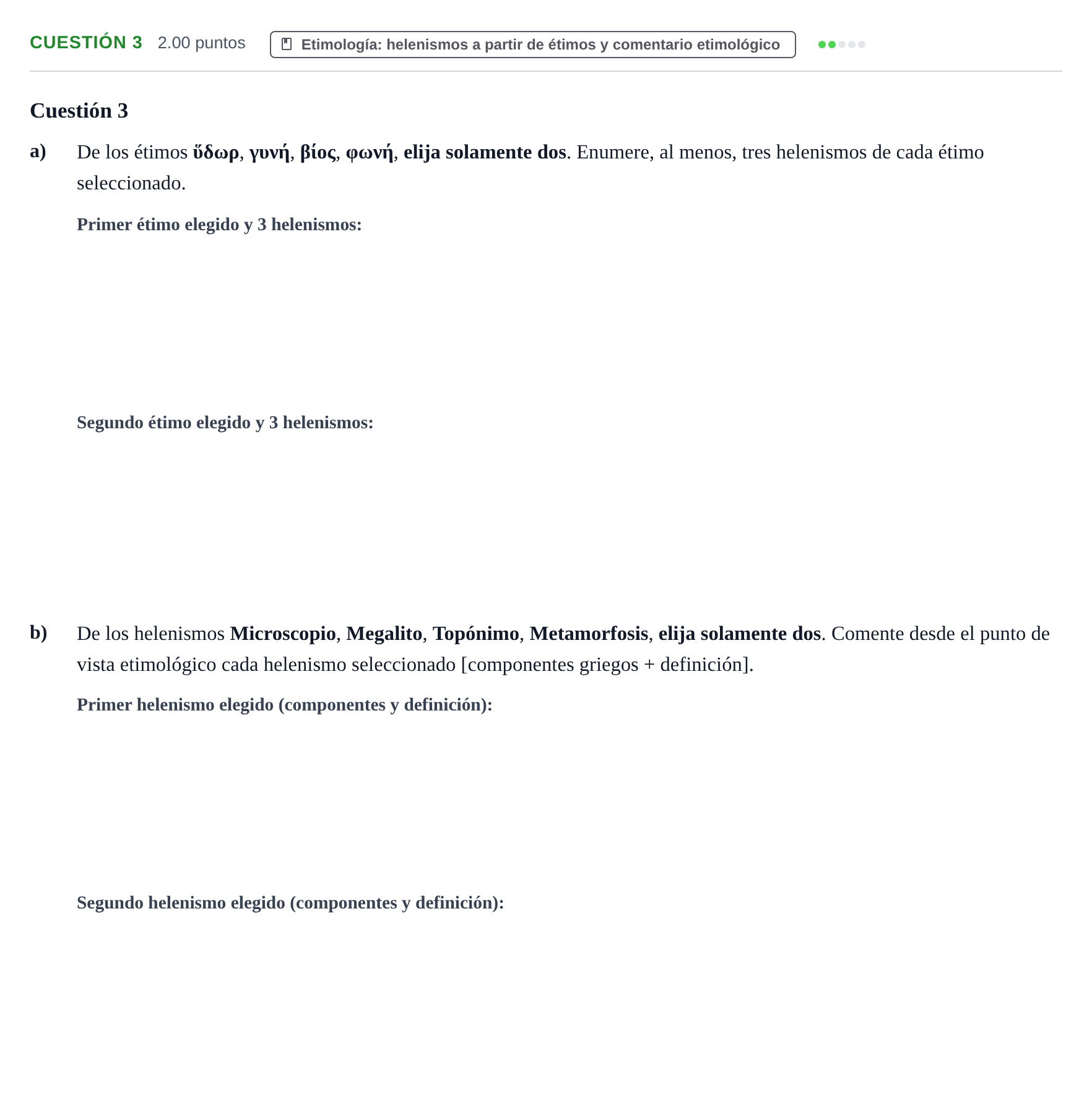 Enunciado: Cuestión 3 · Griego II PAU Cantabria Ordinaria 2022
