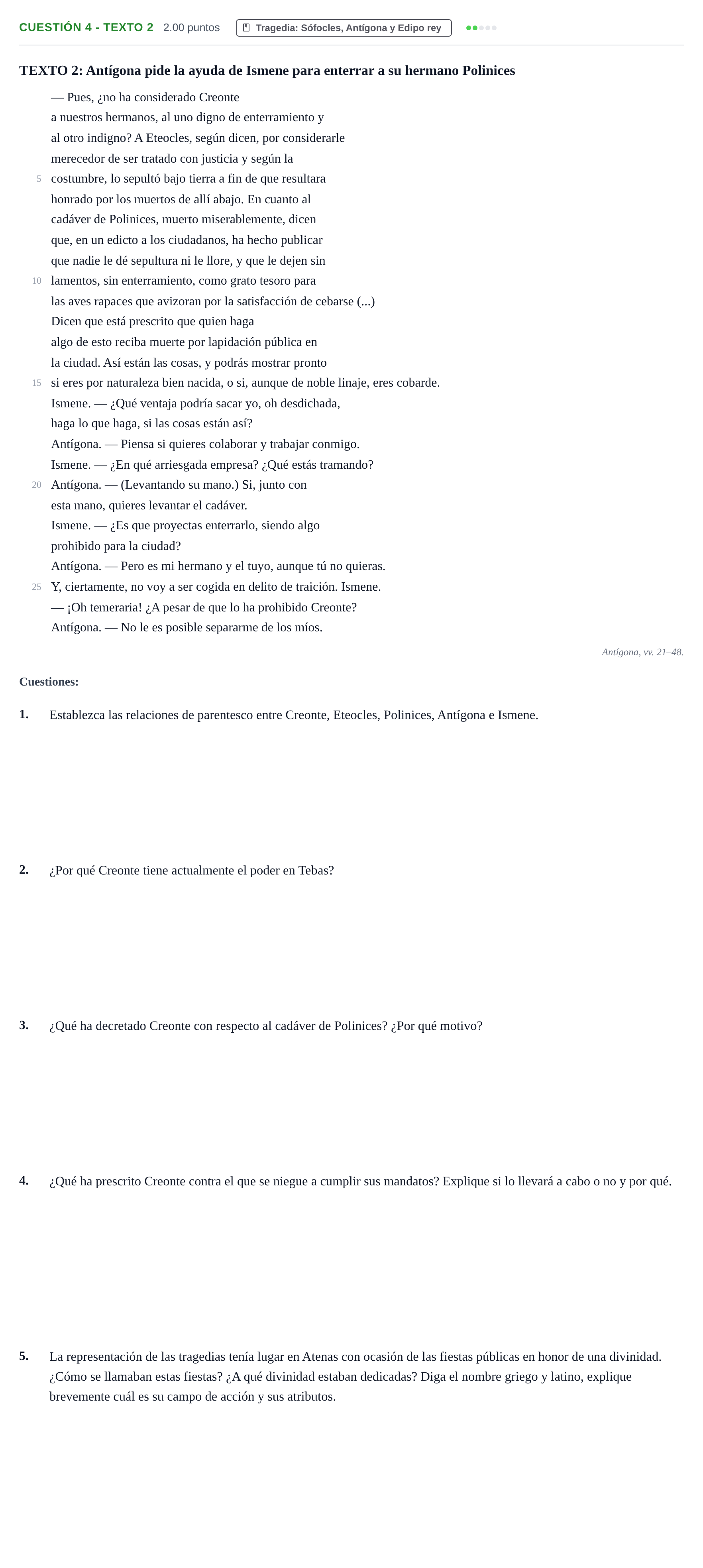 Enunciado: Cuestión 4 - Texto 2 · Griego II PAU Cantabria Ordinaria 2022