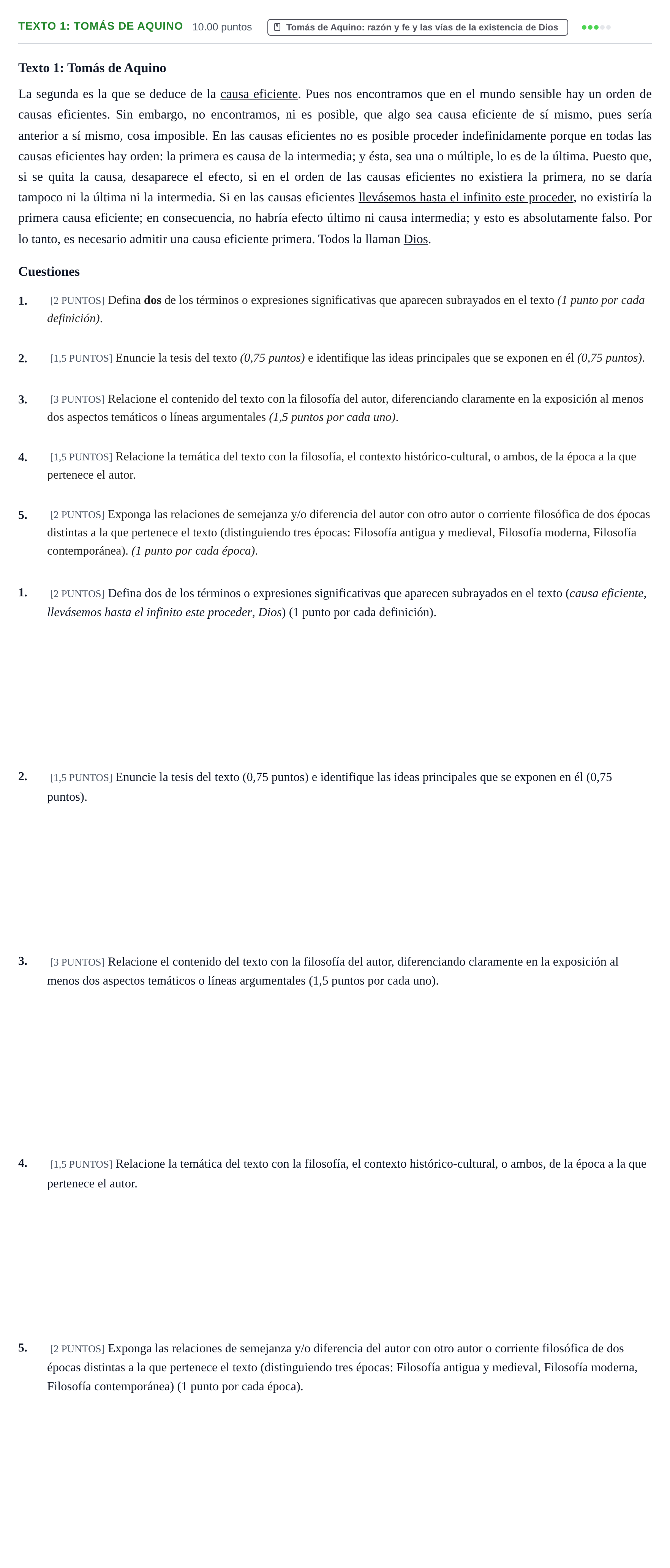 Enunciado: Ejercicio Texto 1: Tomás de Aquino · Historia de la Filosofía PAU Cantabria Extraordinaria 2022
