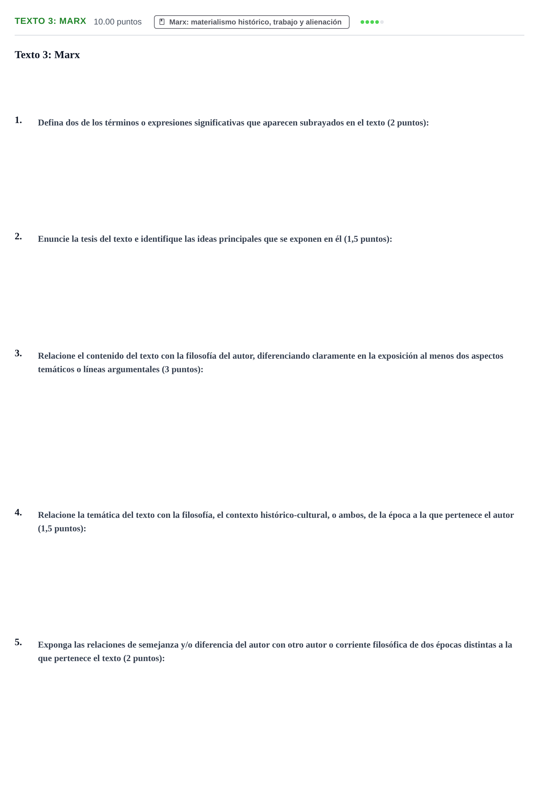 Enunciado: Ejercicio Texto 3: Marx · Historia de la Filosofía PAU Cantabria Ordinaria 2022