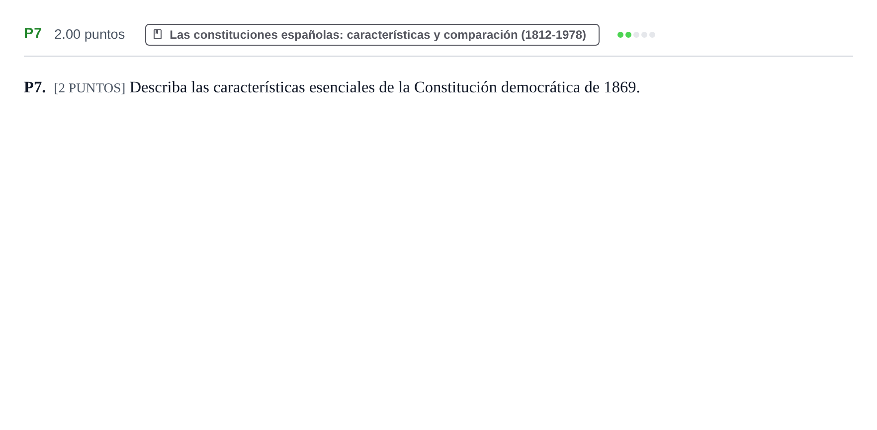 Enunciado: Ejercicio P7 · Historia de España PAU Cantabria Extraordinaria 2022