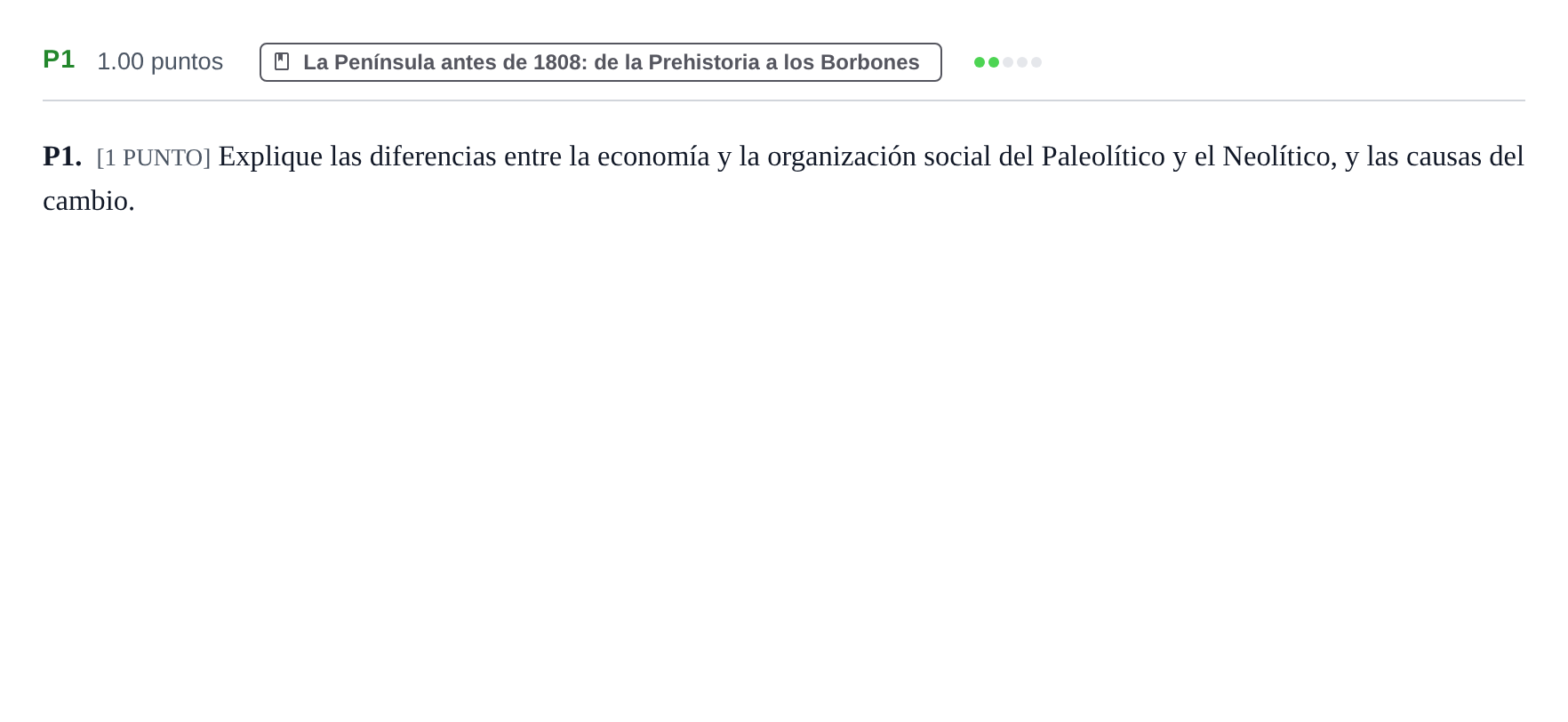 Enunciado: Ejercicio P1 · Historia de España PAU Cantabria Ordinaria 2022
