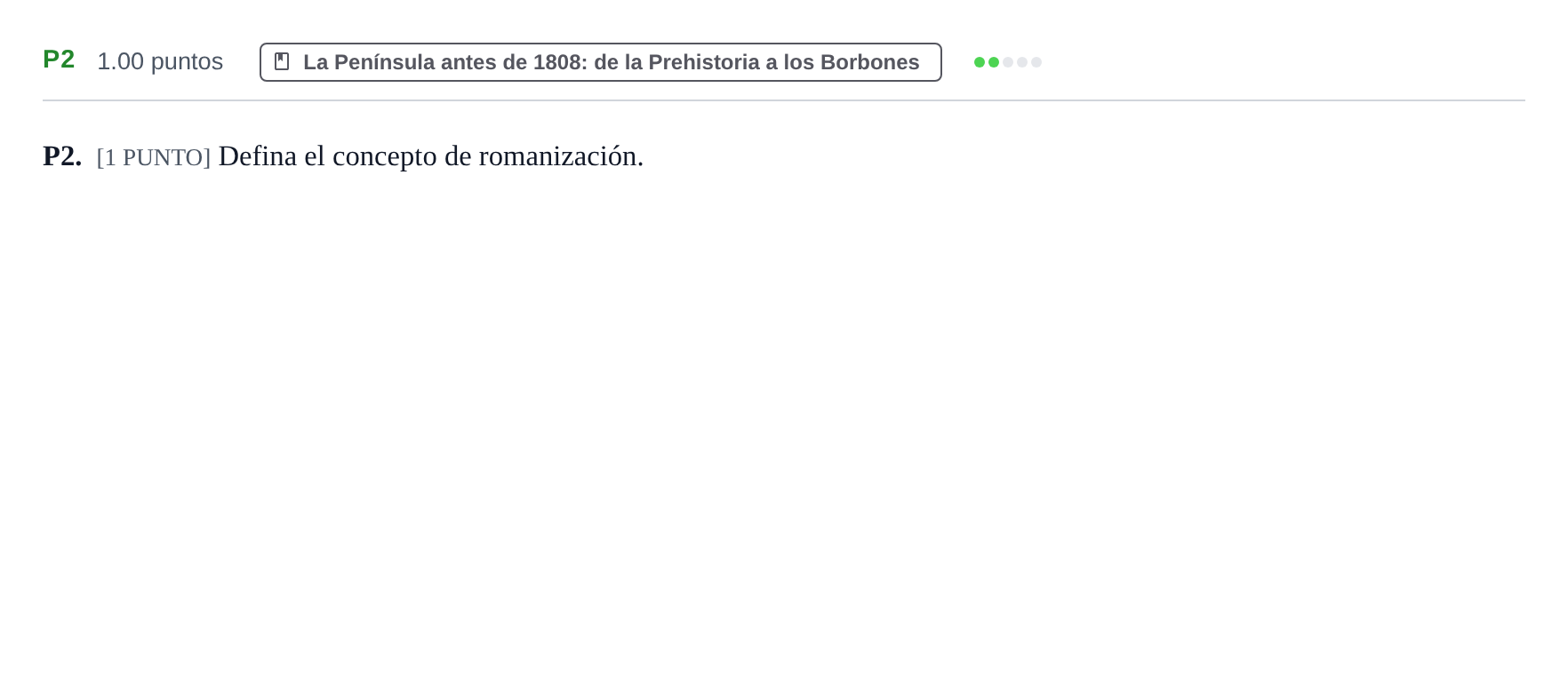 Enunciado: Ejercicio P2 · Historia de España PAU Cantabria Ordinaria 2022