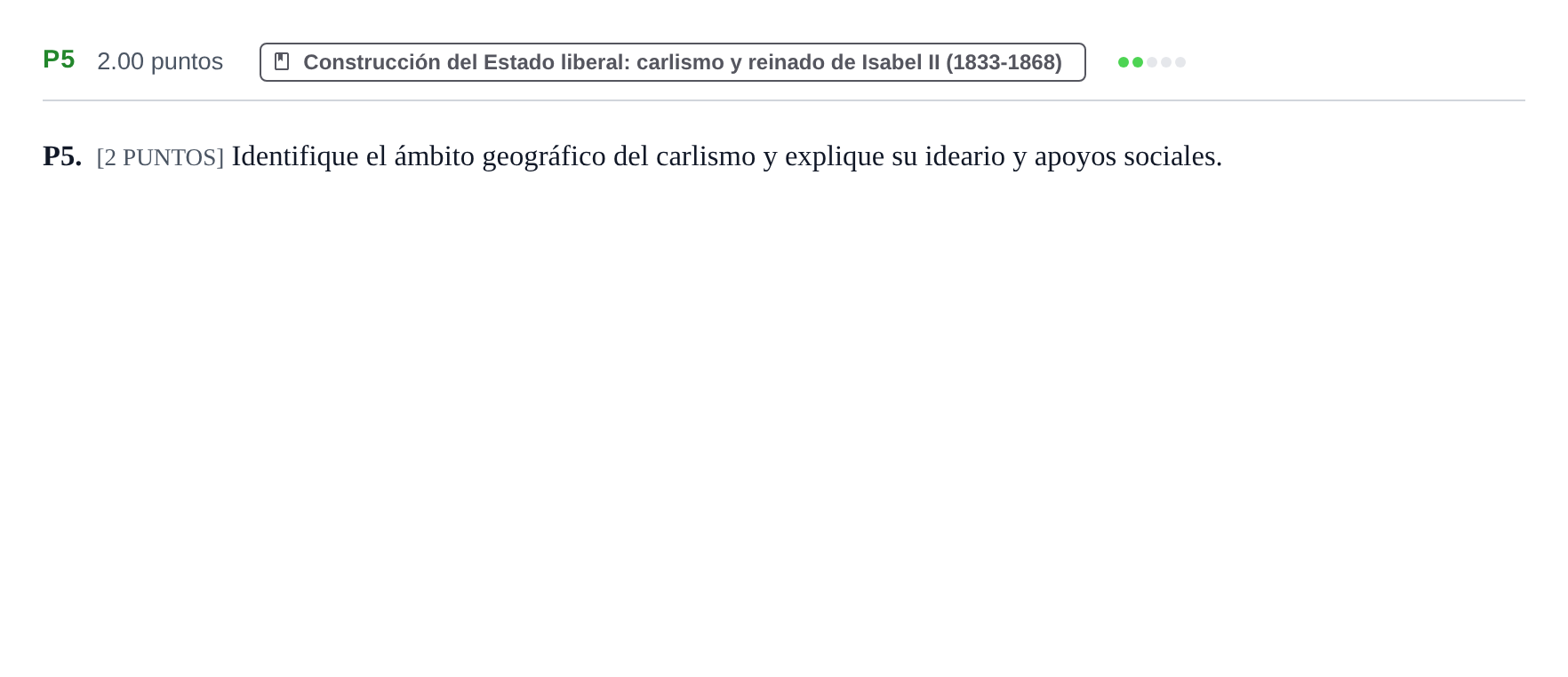 Enunciado: Ejercicio P5 · Historia de España PAU Cantabria Ordinaria 2022