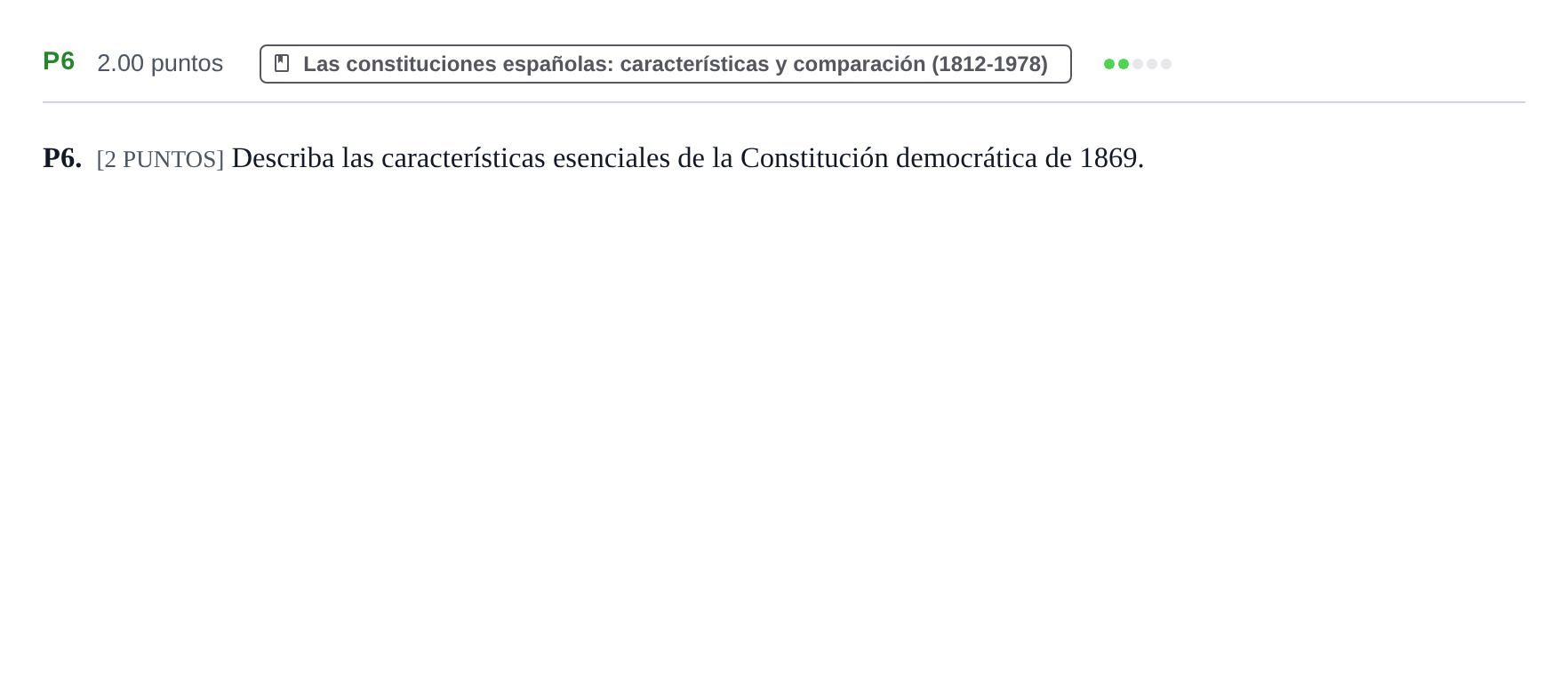 Enunciado: Ejercicio P6 · Historia de España PAU Cantabria Ordinaria 2022