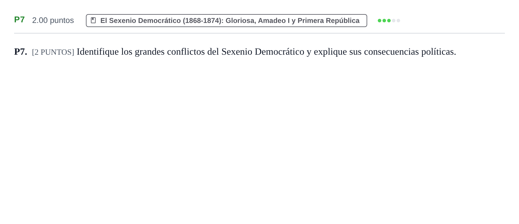 Enunciado: Ejercicio P7 · Historia de España PAU Cantabria Ordinaria 2022