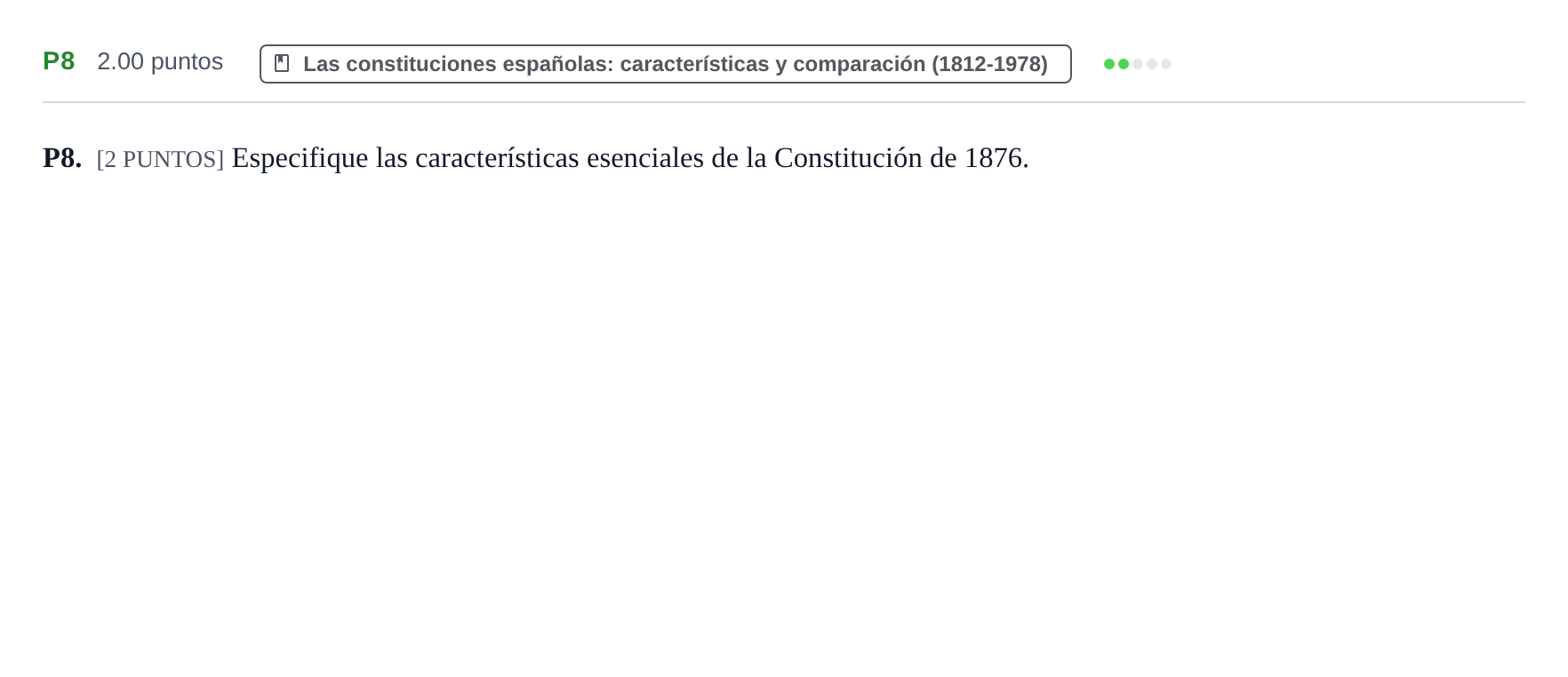 Enunciado: Ejercicio P8 · Historia de España PAU Cantabria Ordinaria 2022