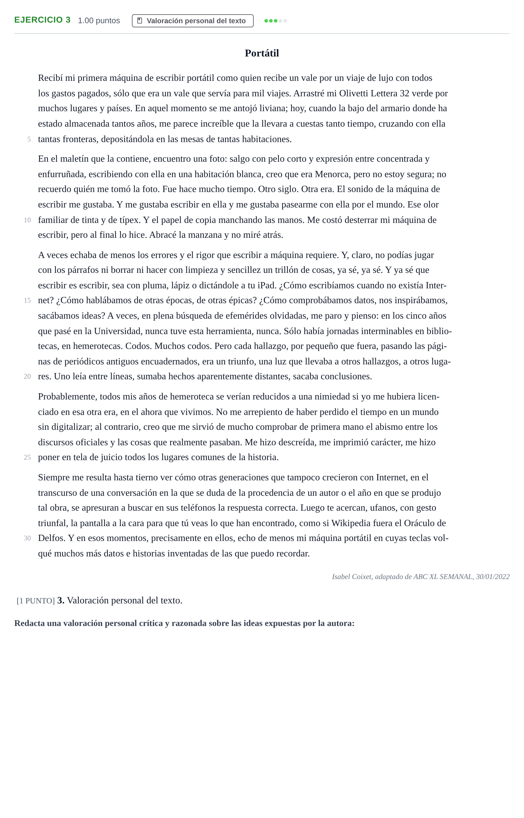 Enunciado: Problema 3 · Lengua Castellana y Literatura II PAU Cantabria Extraordinaria 2022