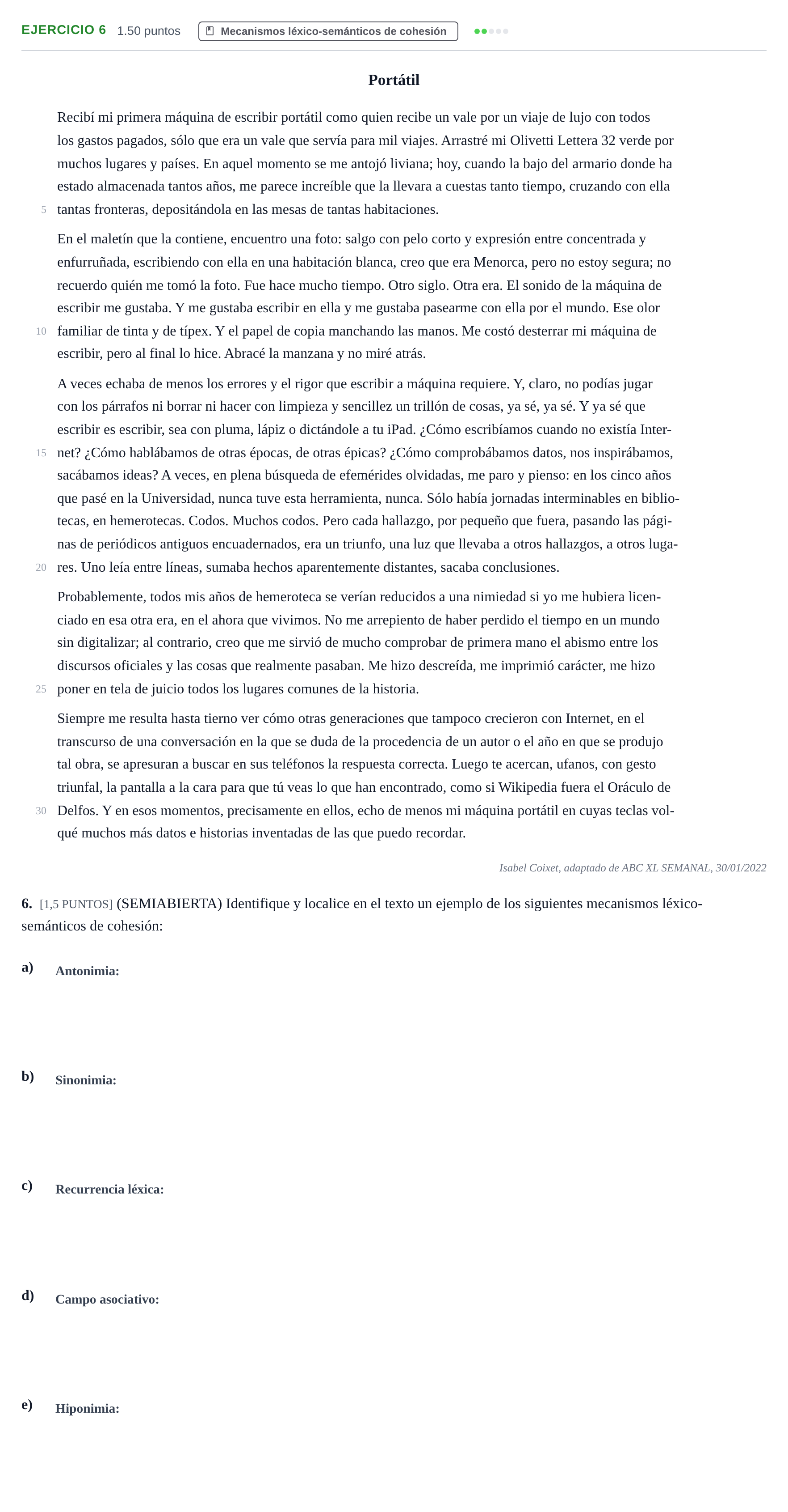 Enunciado: Problema 6 · Lengua Castellana y Literatura II PAU Cantabria Extraordinaria 2022