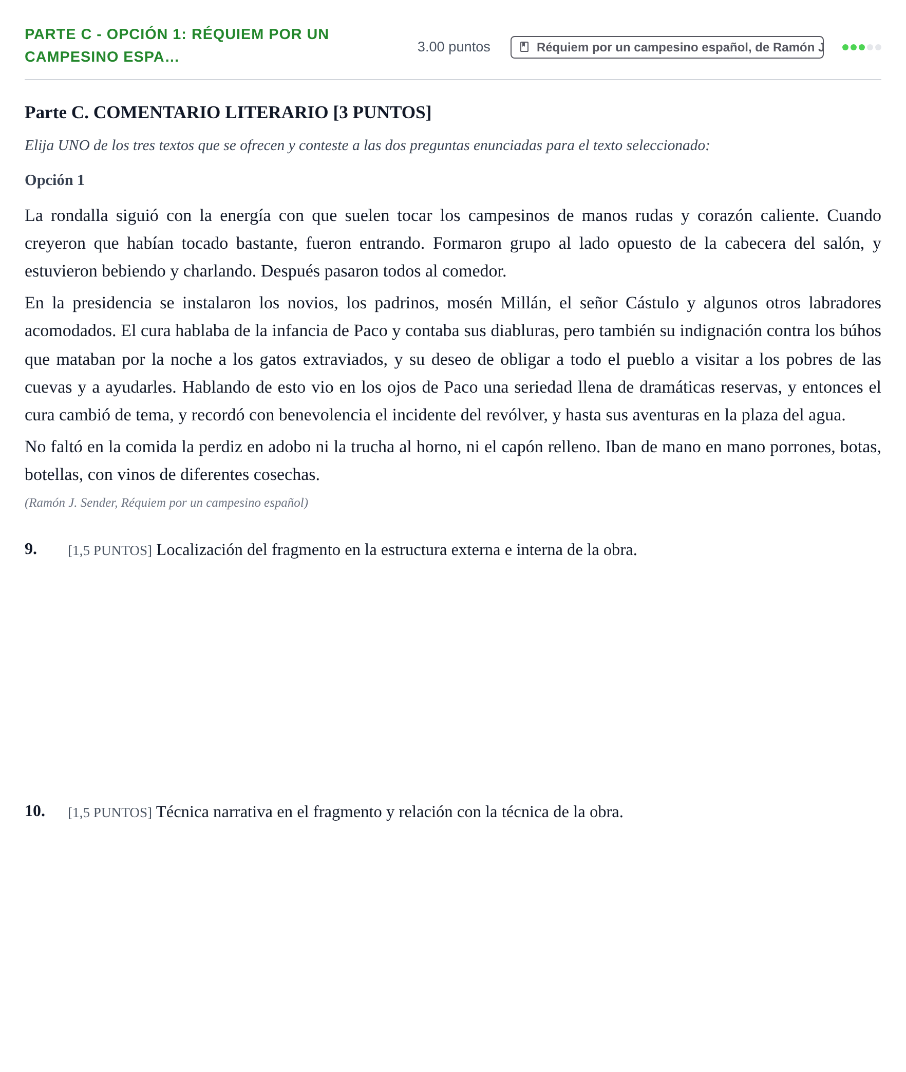 Enunciado: Ejercicio Parte C - Opción 1: Réquiem por un campesino espa… · Lengua Castellana y Literatura II PAU Cantabria Extraordinaria 2022