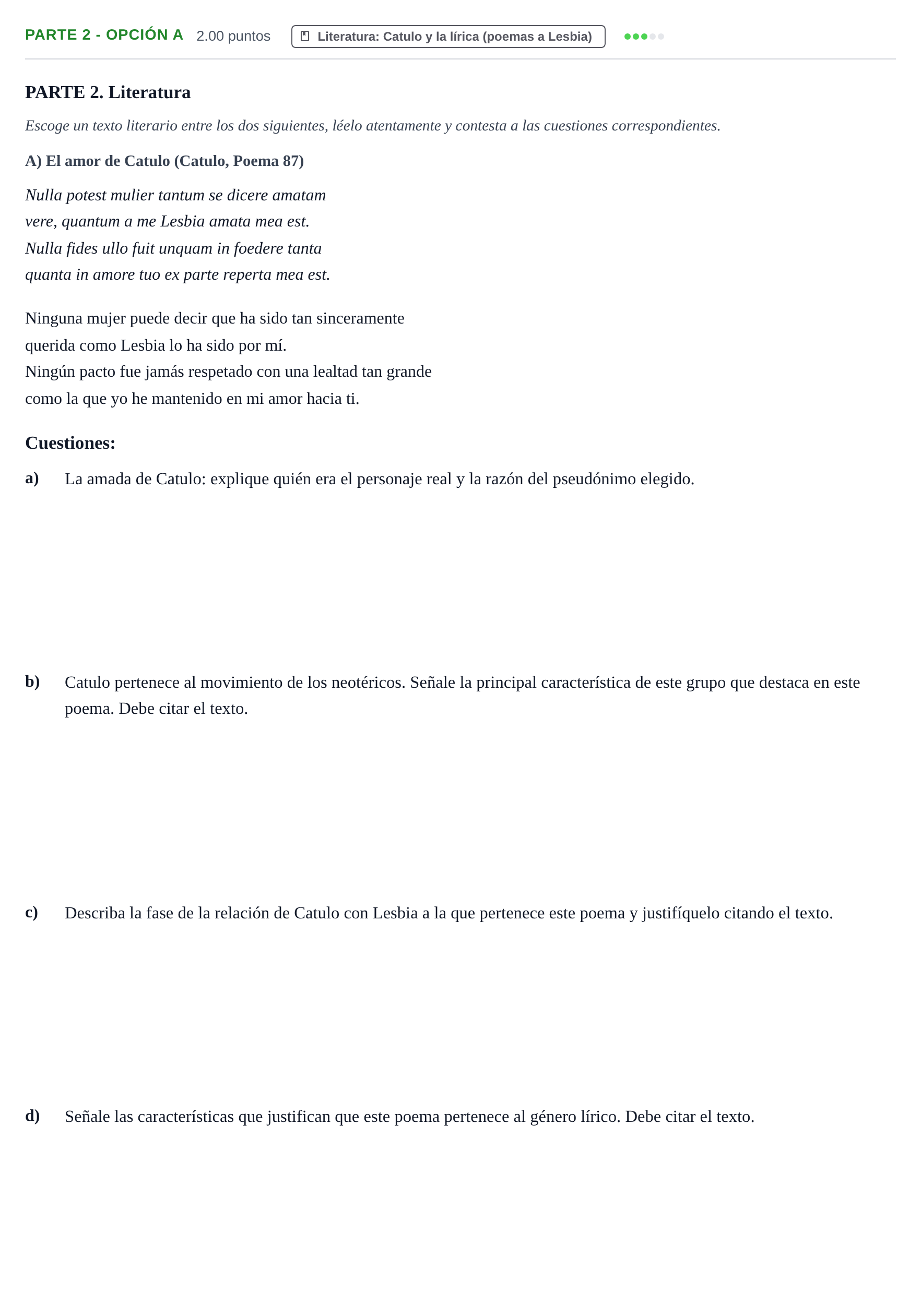 Enunciado: Ejercicio Parte 2 - Opción A · Latín II PAU Cantabria Ordinaria 2022