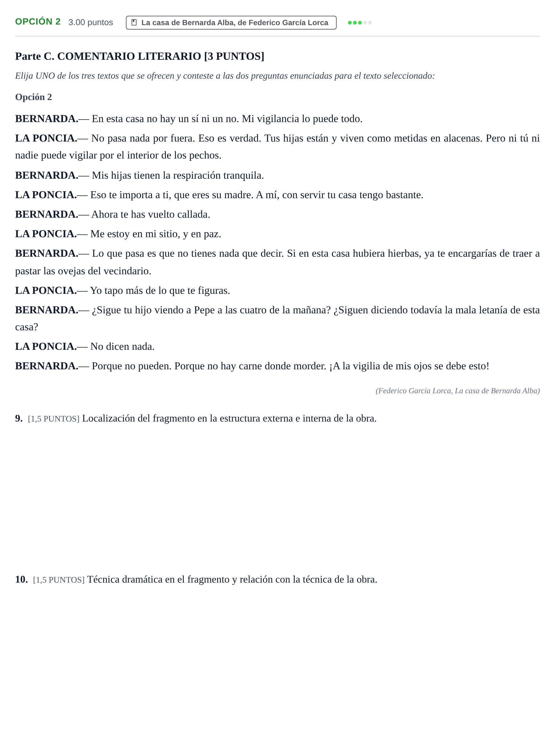 Enunciado: Opción 2 · Lengua Castellana y Literatura II PAU Cantabria Ordinaria 2022