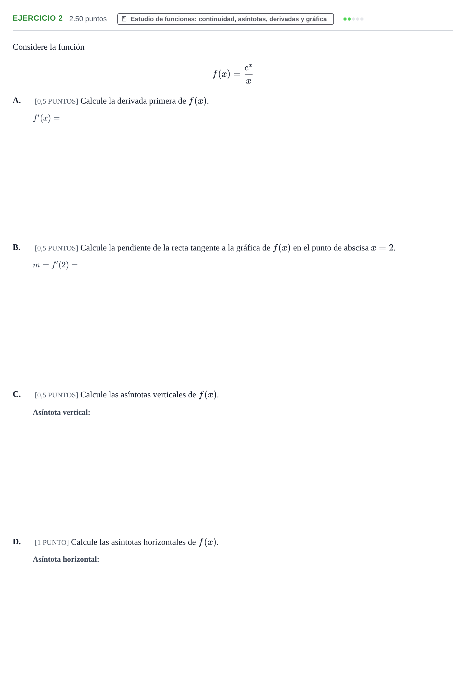 Enunciado: Ejercicio 2 · Matemáticas II PAU Cantabria Extraordinaria 2022