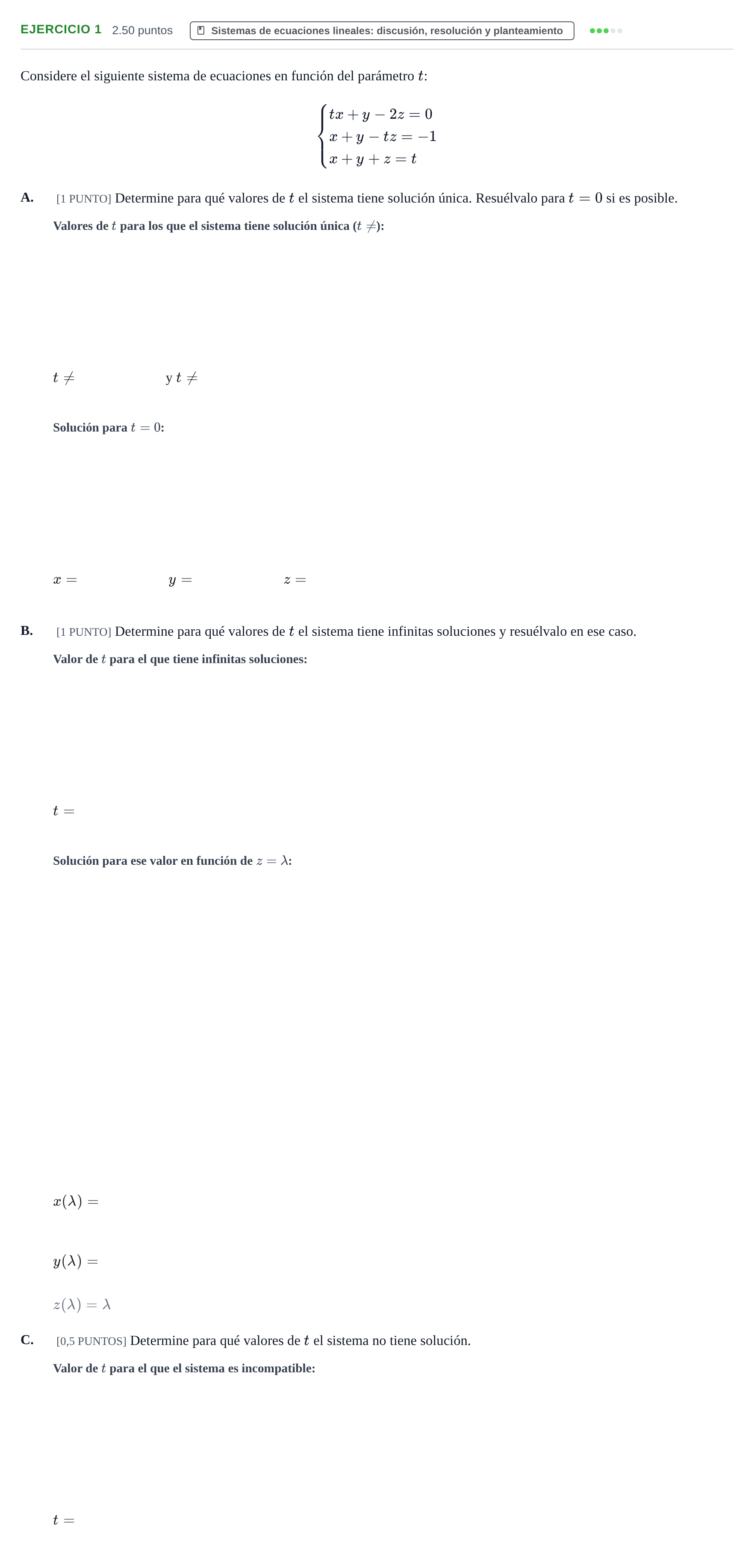 Enunciado: Ejercicio 1 · Matemáticas II PAU Cantabria Ordinaria 2022