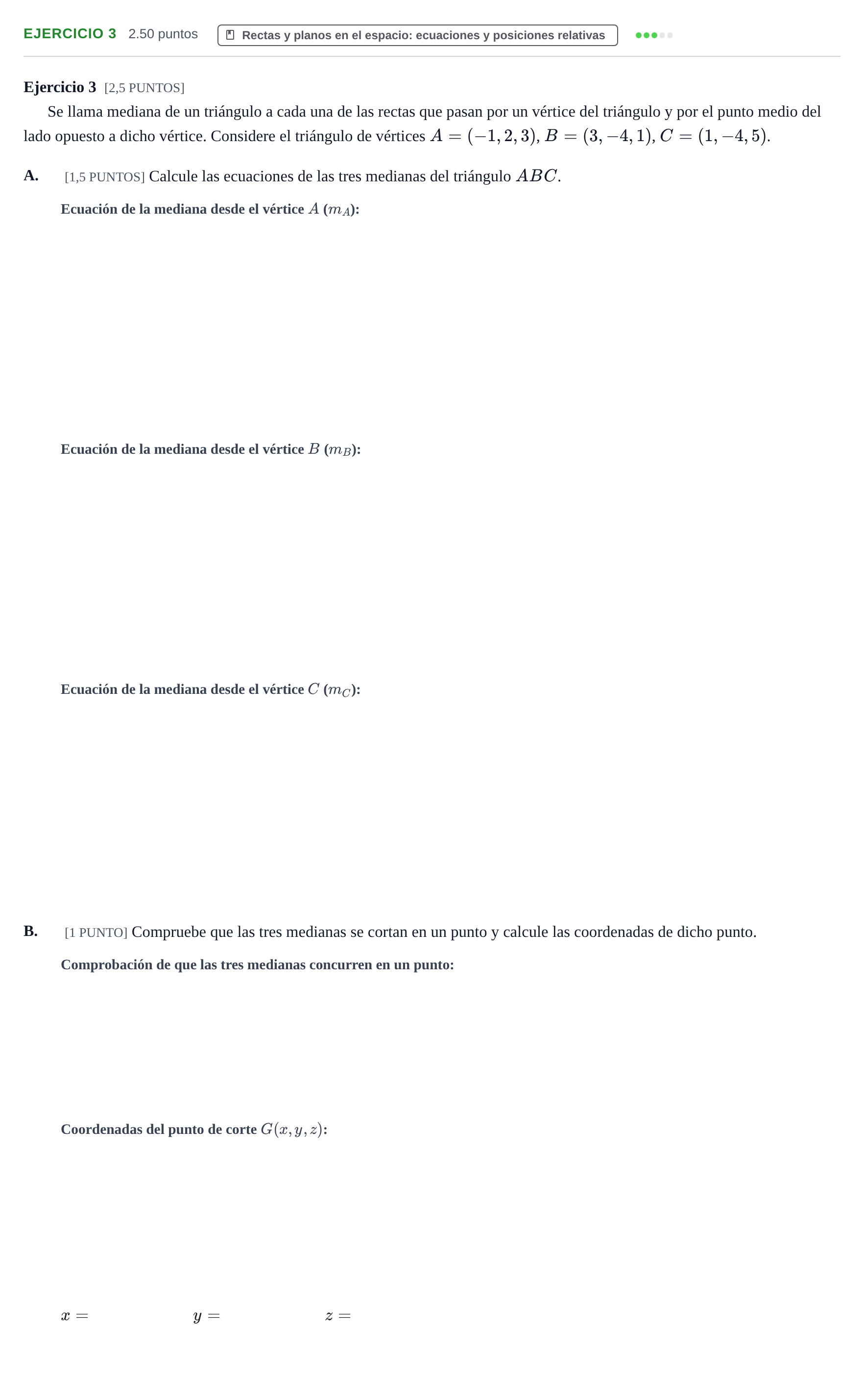 Enunciado: Ejercicio 3 · Matemáticas II PAU Cantabria Ordinaria 2022