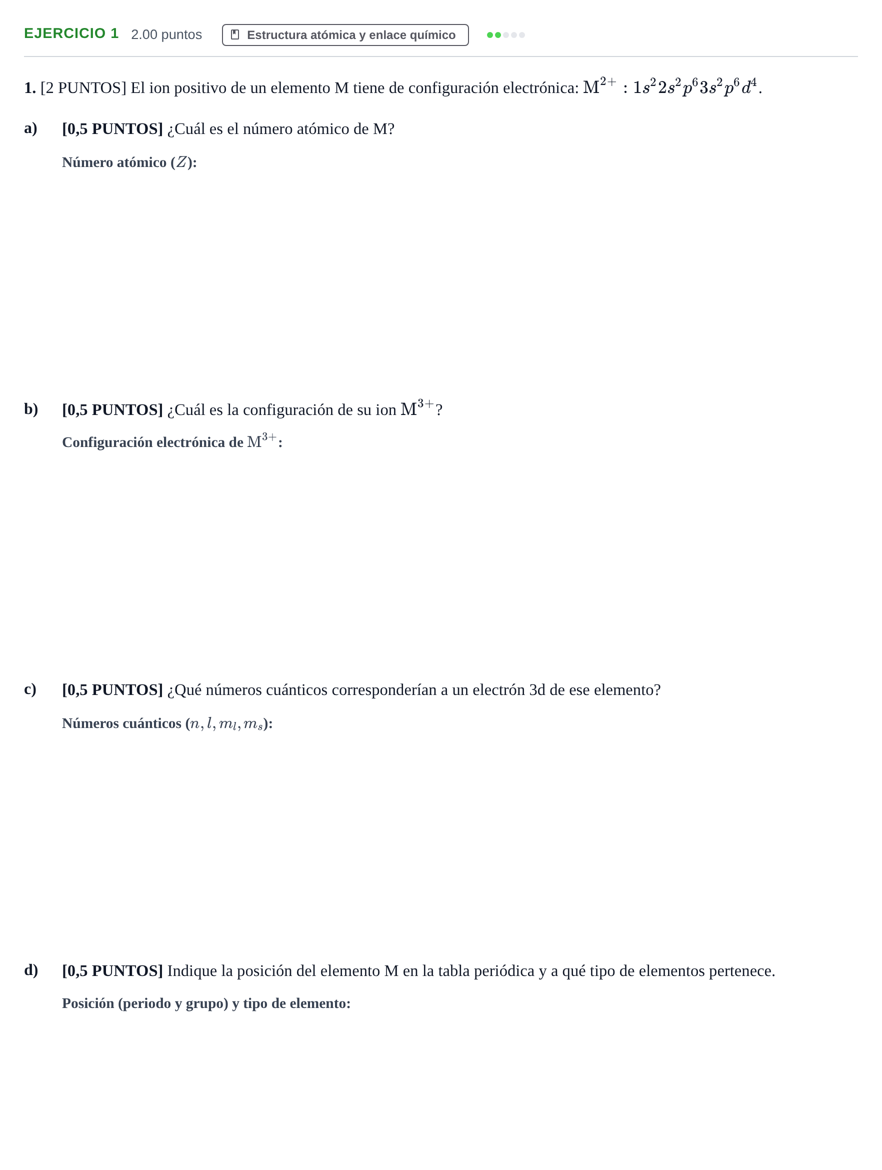 Enunciado: Problema 1 · Química PAU Cantabria Extraordinaria 2022