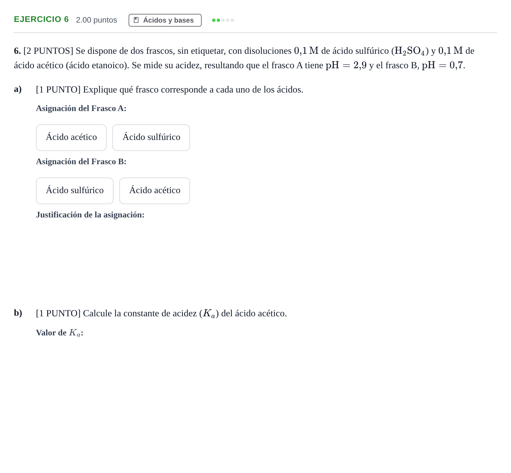 Enunciado: Problema 6 · Química PAU Cantabria Extraordinaria 2022