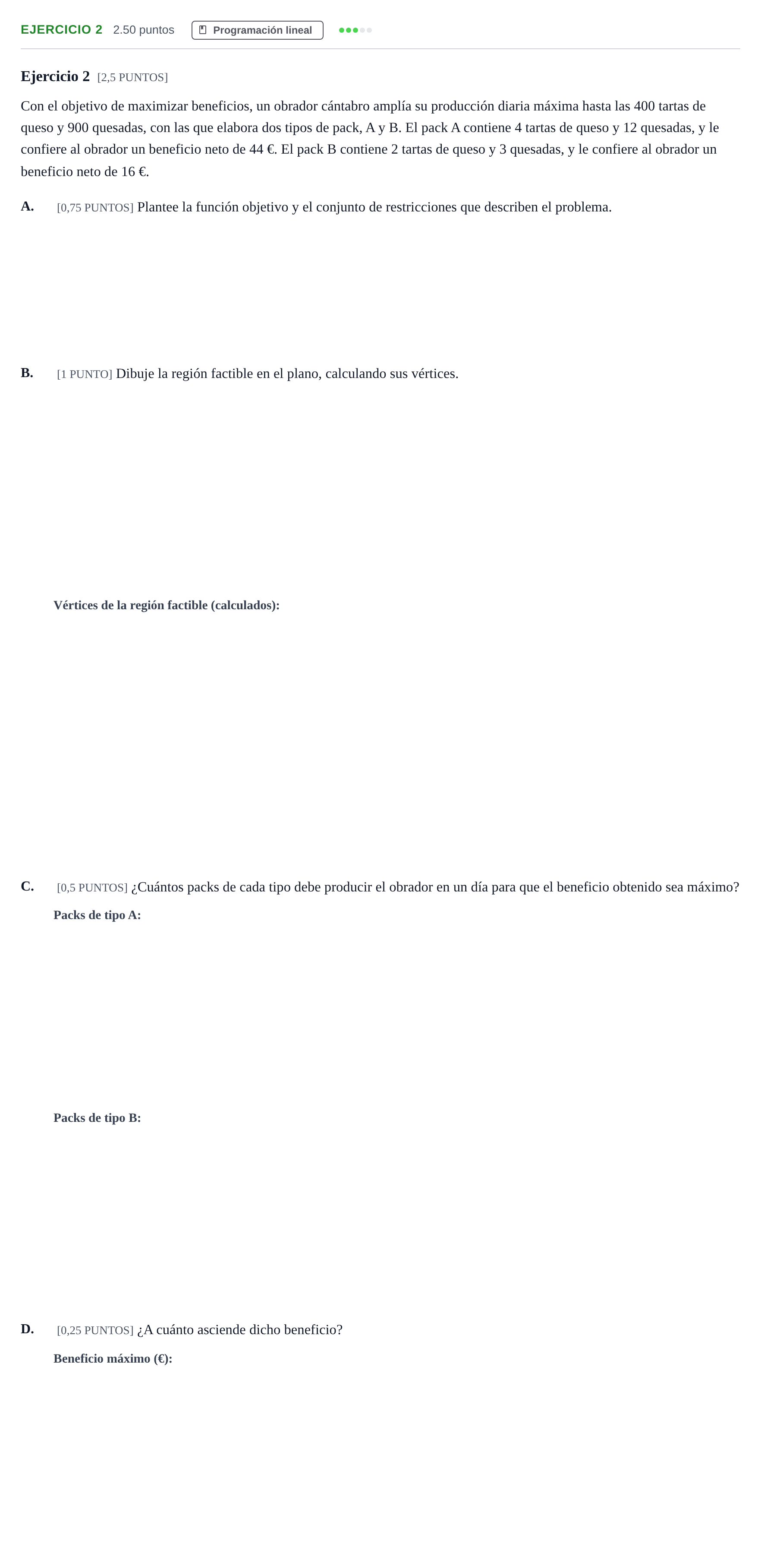 Enunciado: Ejercicio 2 · Matemáticas aplicadas a las Ciencias Sociales II PAU Cantabria Ordinaria 2022