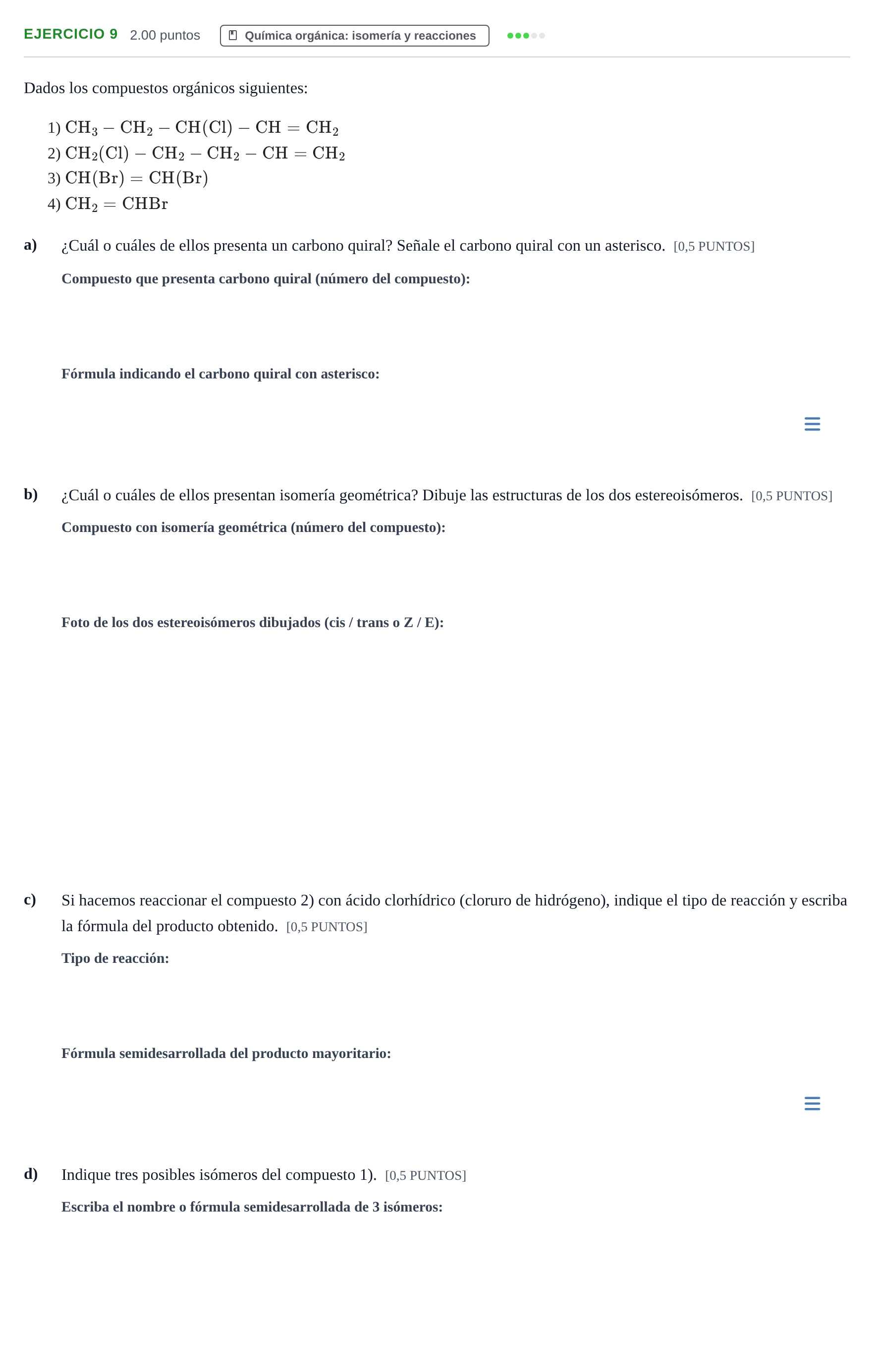 Enunciado: Problema 9 · Química PAU Cantabria Ordinaria 2022