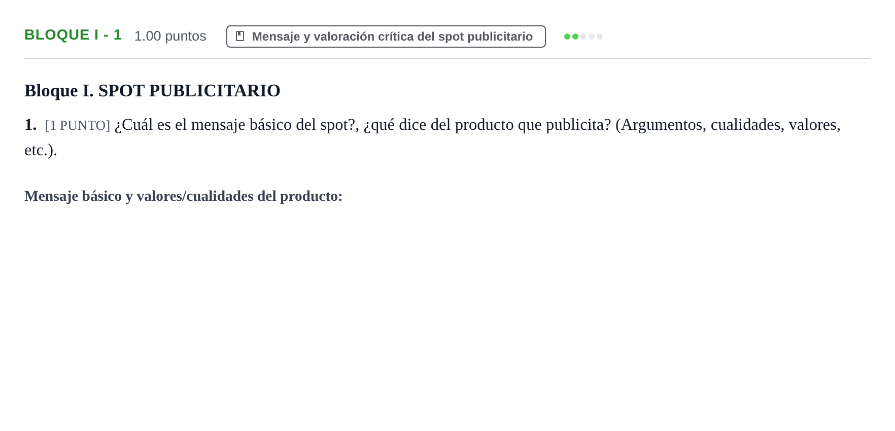 Enunciado: Bloque I - 1 · Cultura Audiovisual II PAU Cantabria Extraordinaria 2021