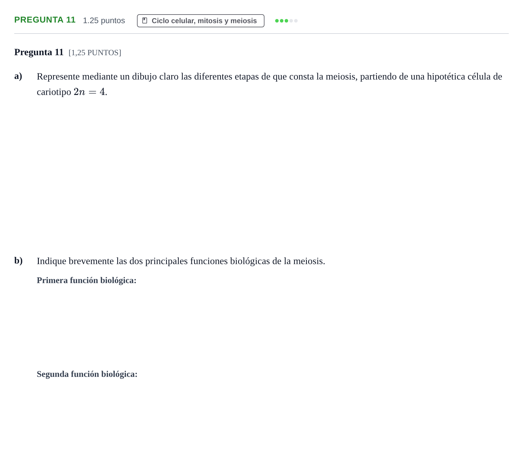 Enunciado: Pregunta 11 · Biología PAU Cantabria Extraordinaria 2021