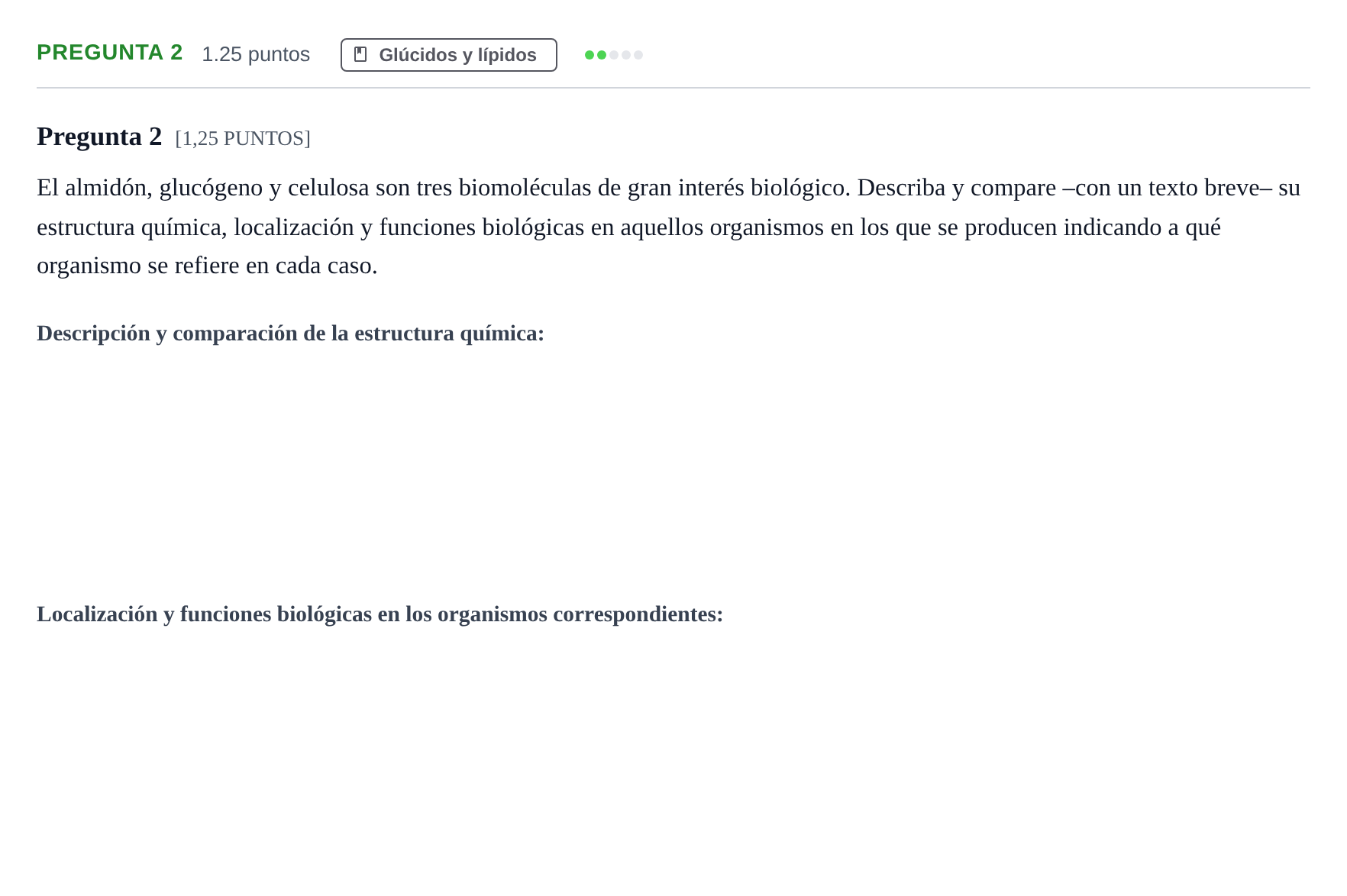 Enunciado: Pregunta 2 · Biología PAU Cantabria Extraordinaria 2021