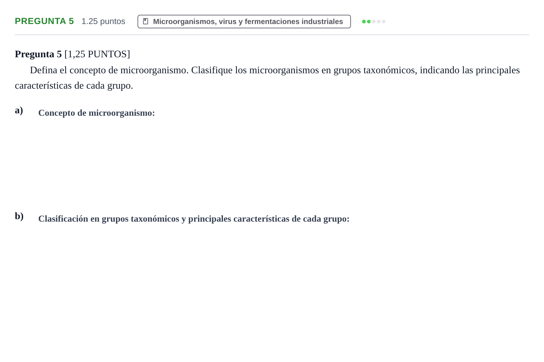 Enunciado: Pregunta 5 · Biología PAU Cantabria Extraordinaria 2021