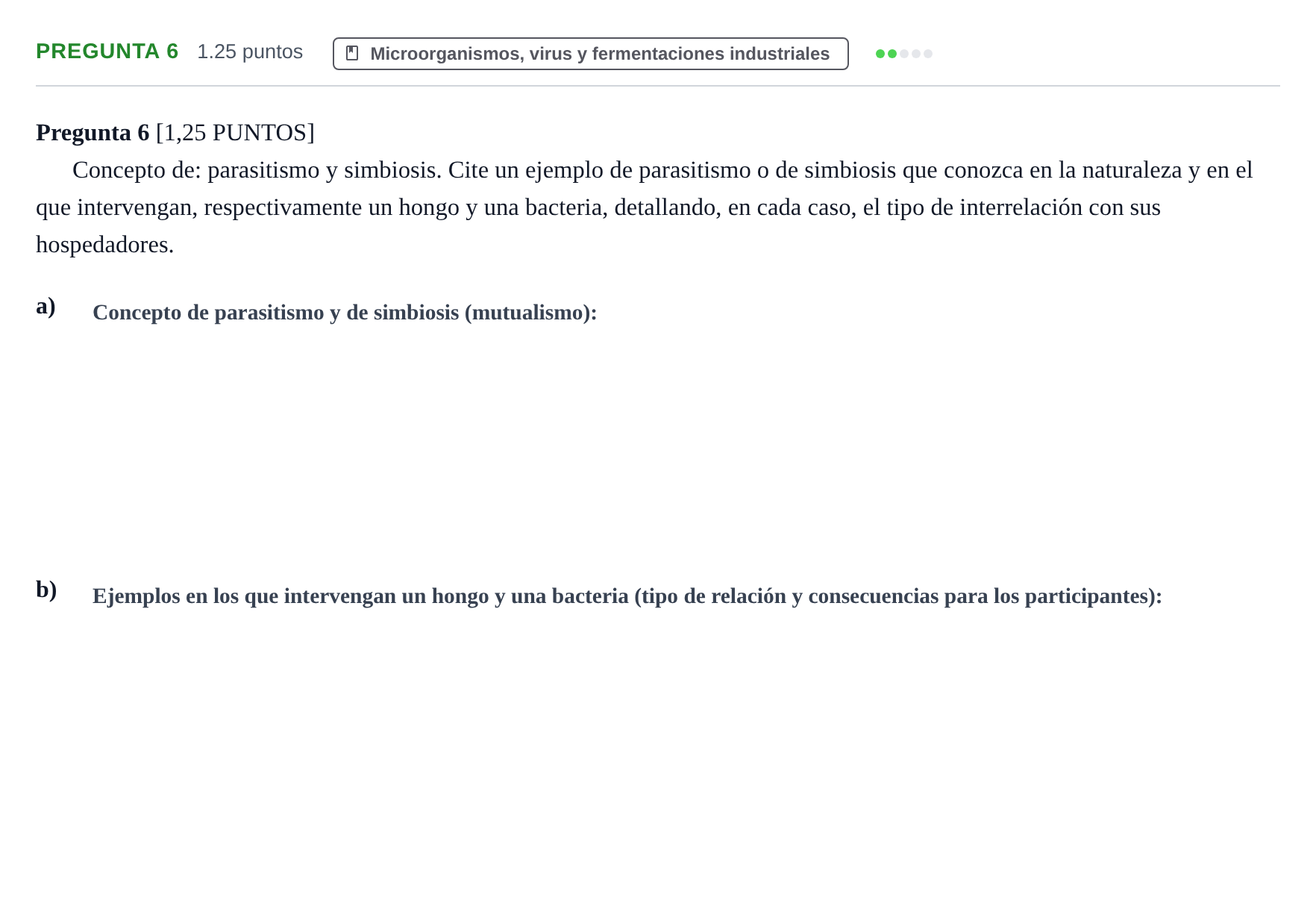 Enunciado: Pregunta 6 · Biología PAU Cantabria Extraordinaria 2021