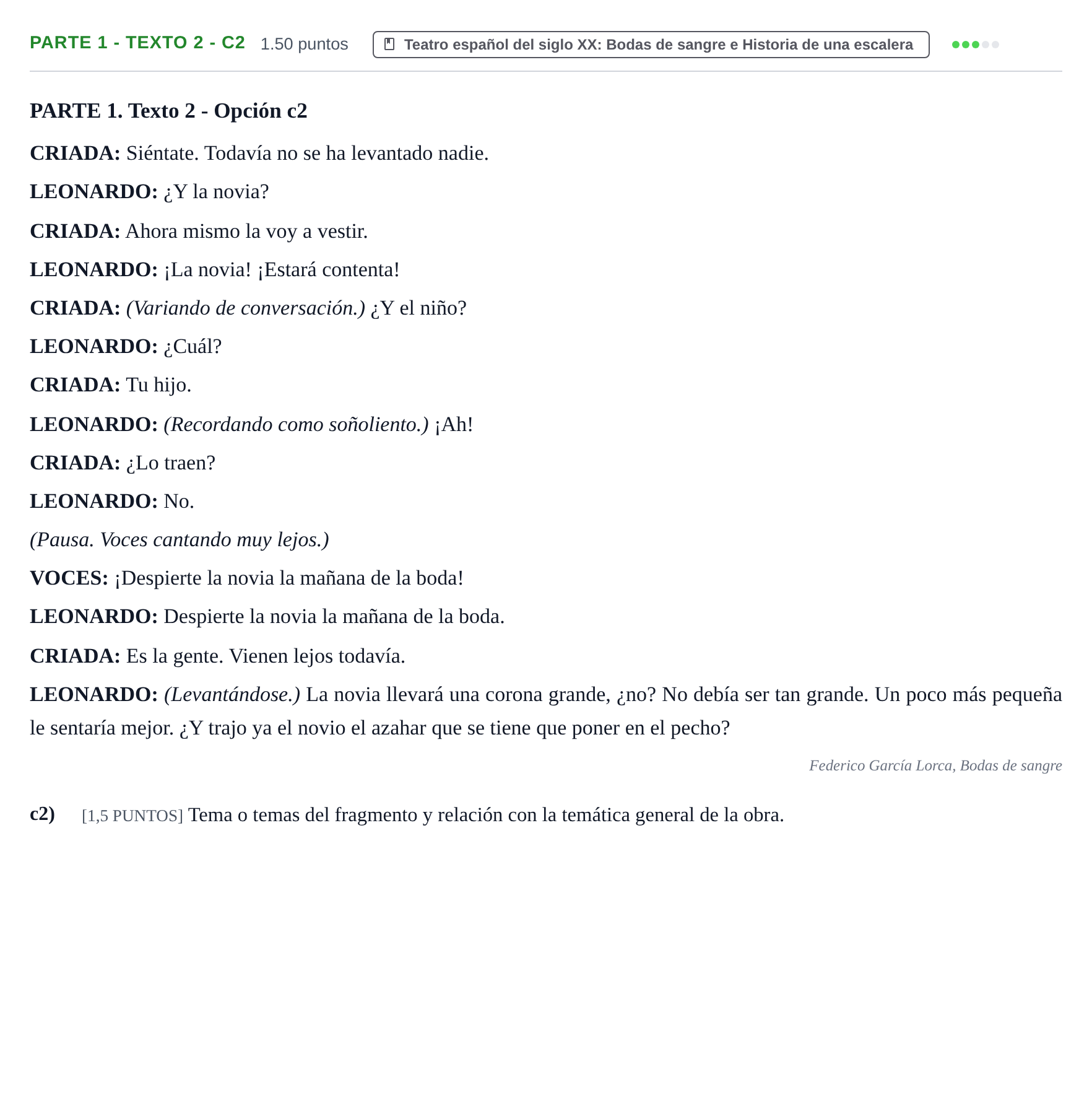 Enunciado: Ejercicio Parte 1 - Texto 2 - c2 · Artes Escénicas PAU Cantabria Extraordinaria 2021
