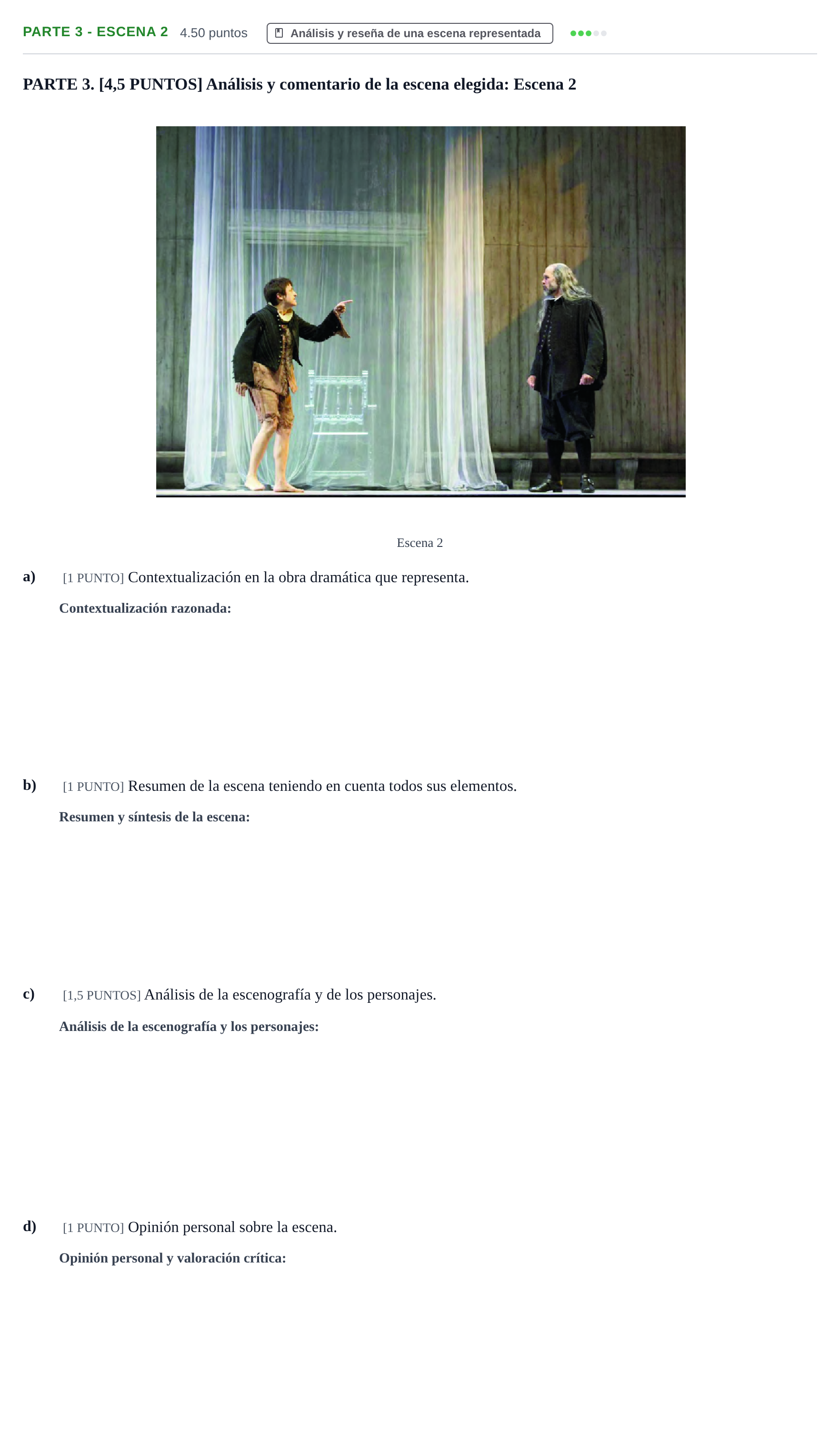 Enunciado: Ejercicio Parte 3 - Escena 2 · Artes Escénicas PAU Cantabria Extraordinaria 2021
