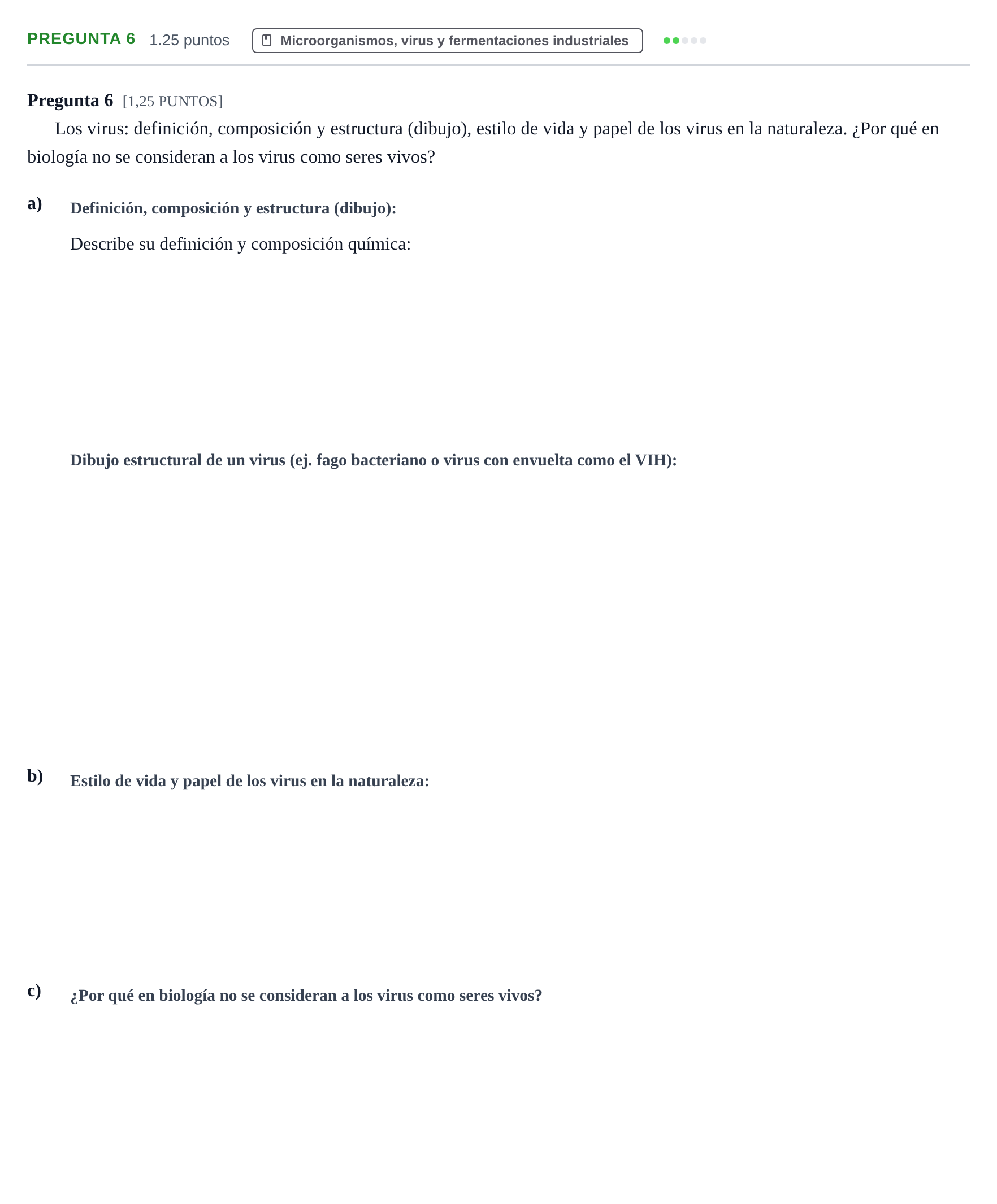 Enunciado: Pregunta 6 · Biología PAU Cantabria Ordinaria 2021