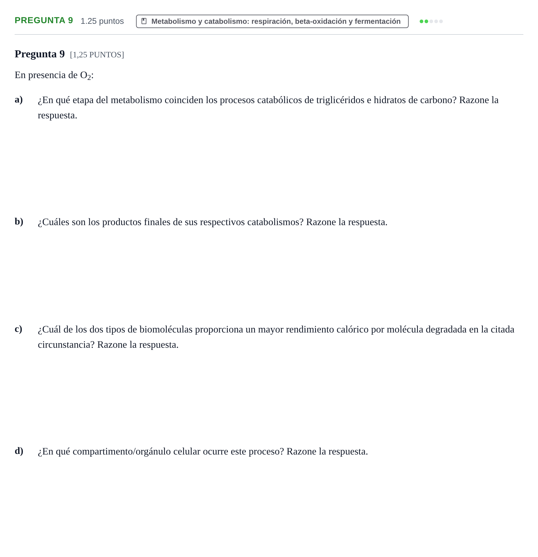 Enunciado: Pregunta 9 · Biología PAU Cantabria Ordinaria 2021